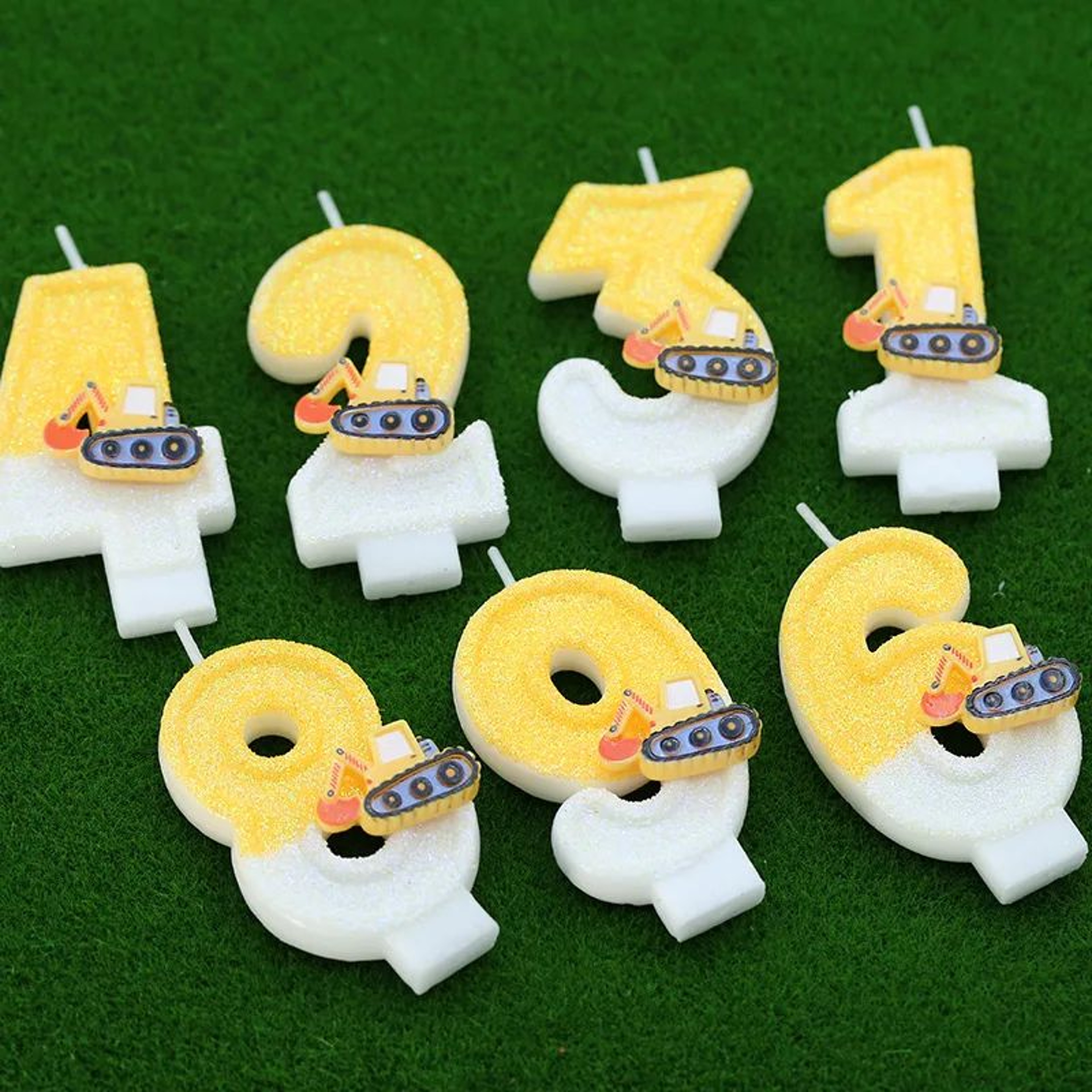 Construction Excavator Number Birthday Candle Cake Topper 2