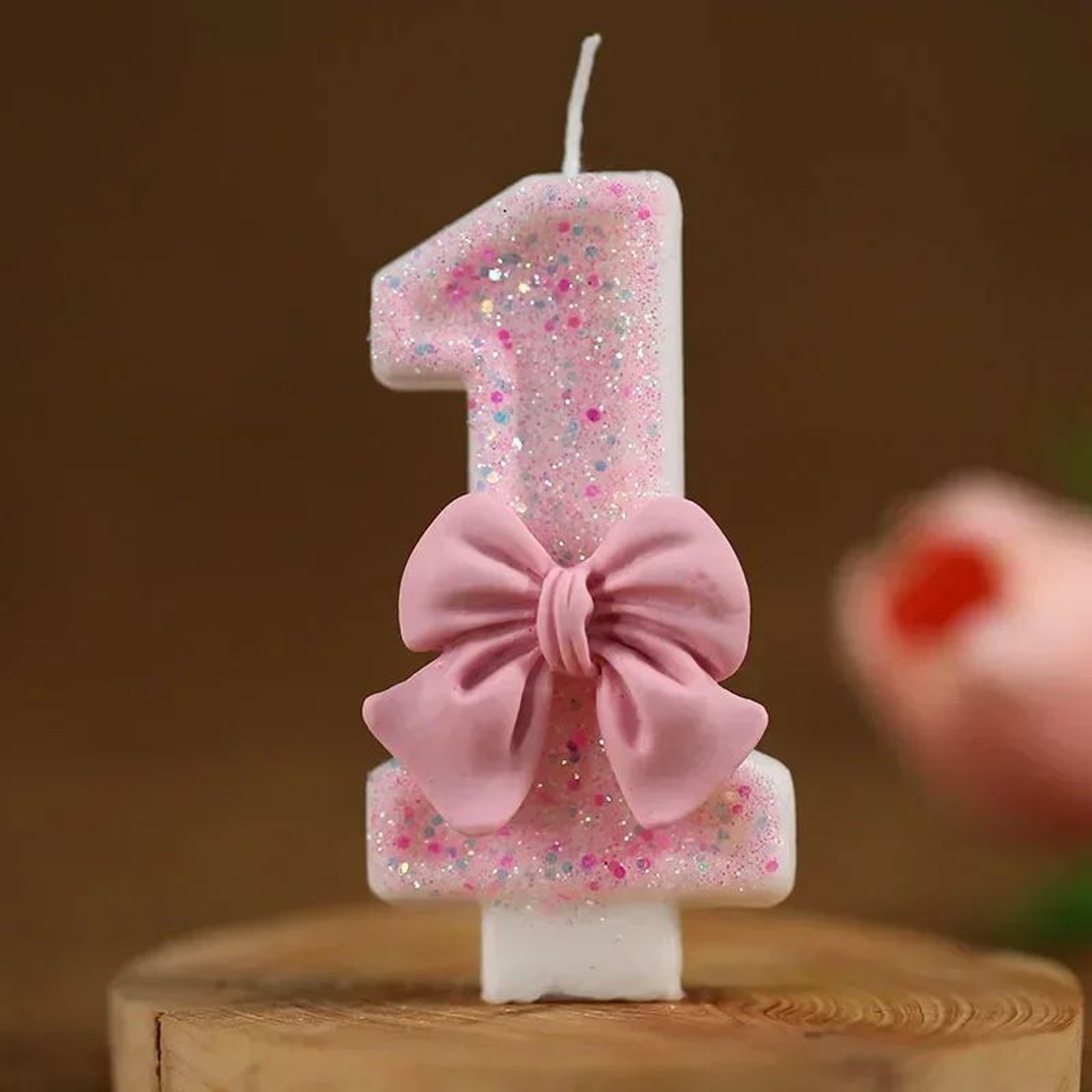 Pink Glitter 3D Number Birthday Candle Cake Topper 2