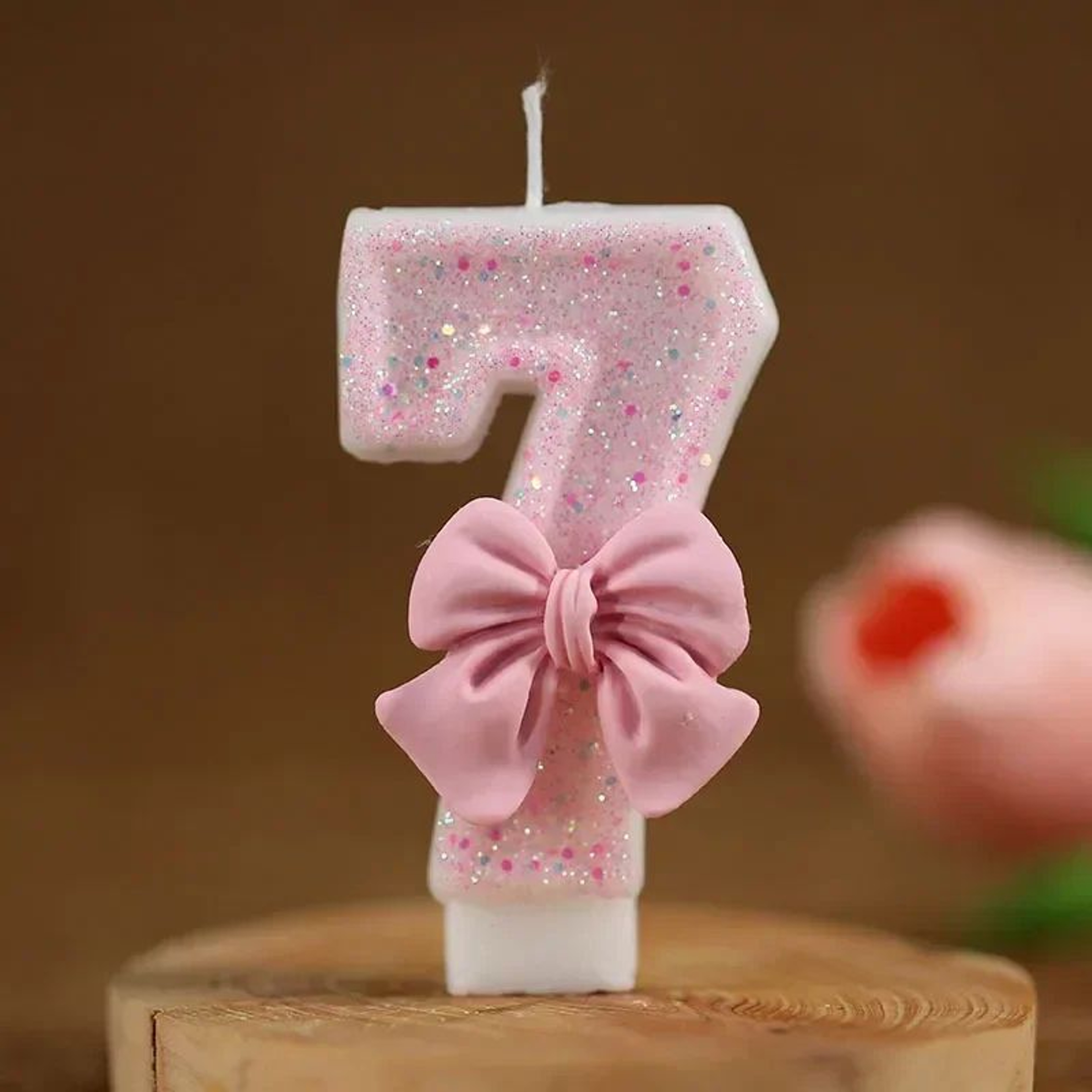 Pink Glitter 3D Number Birthday Candle Cake Topper 8