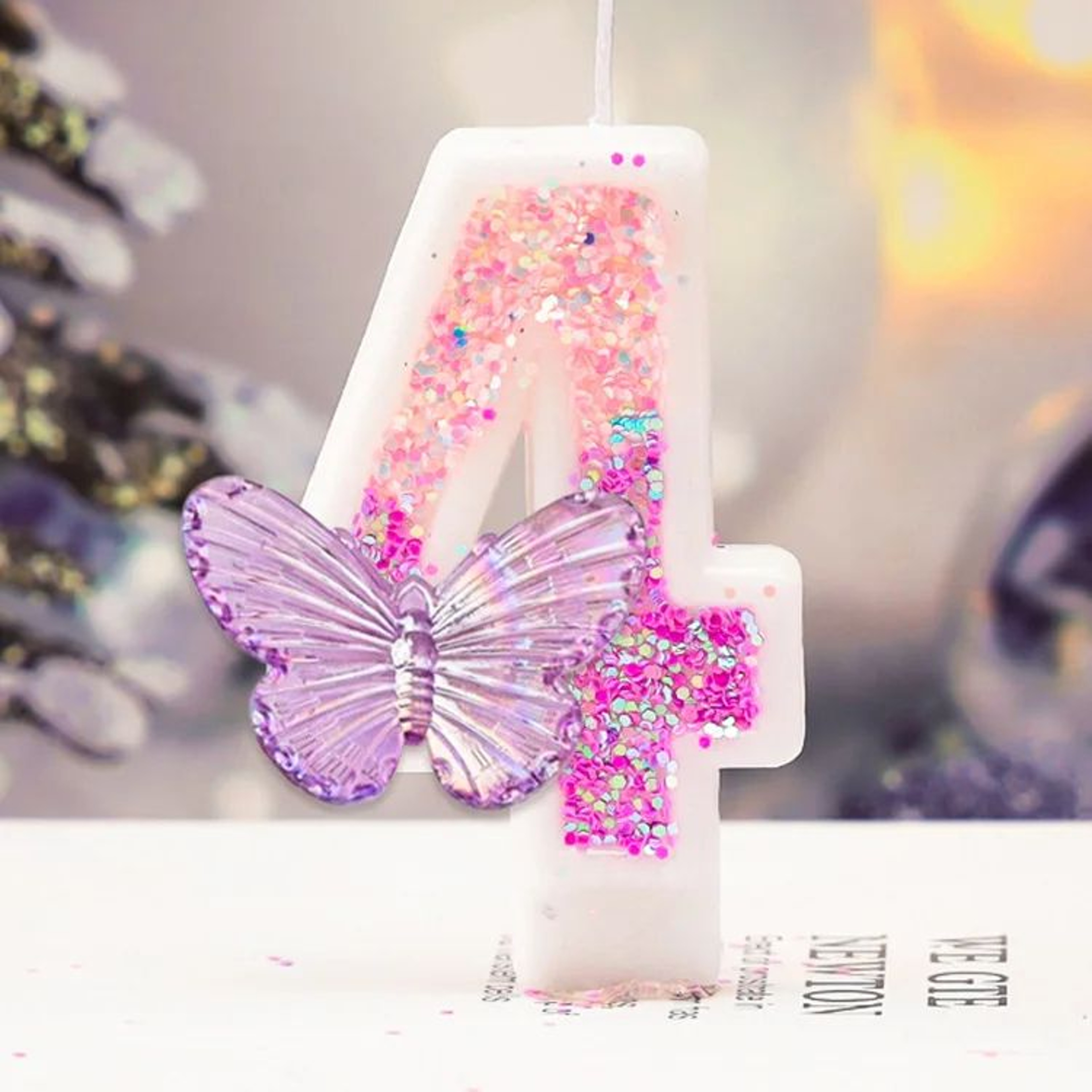 Purple Butterfly Number Birthday Candle For Princess Cake 1