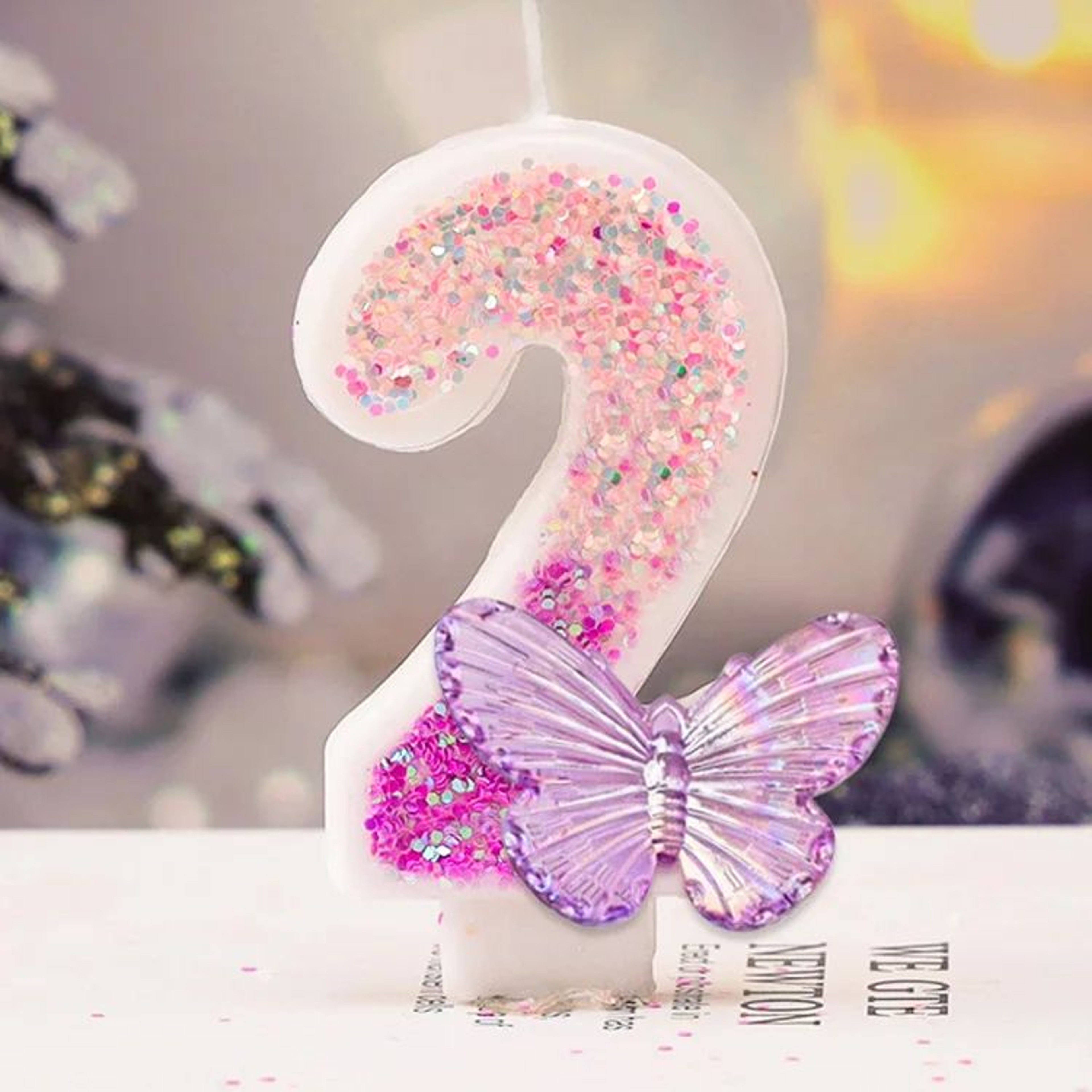 Purple Butterfly Number Birthday Candle For Princess Cake 3