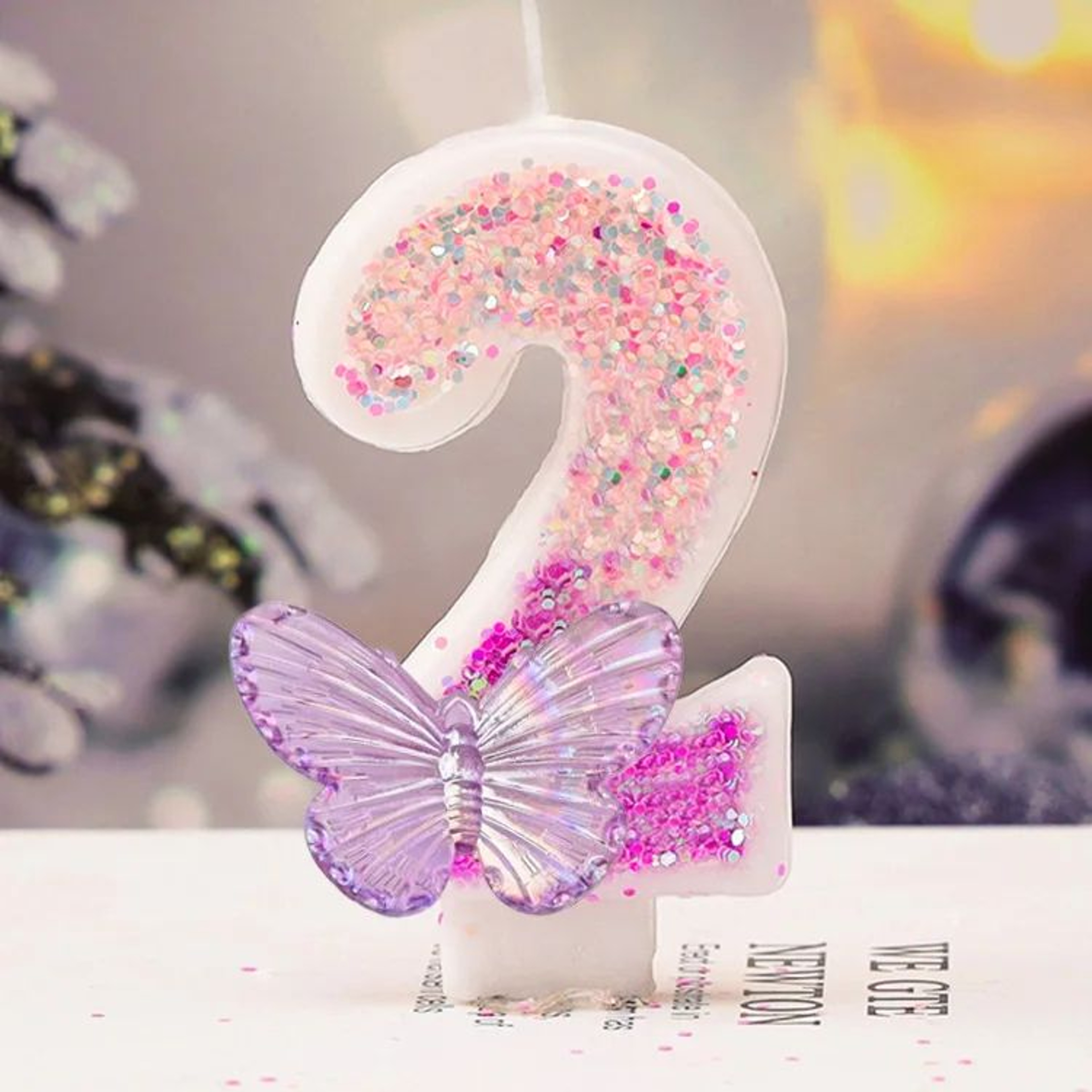 Purple Butterfly Number Birthday Candle For Princess Cake 8