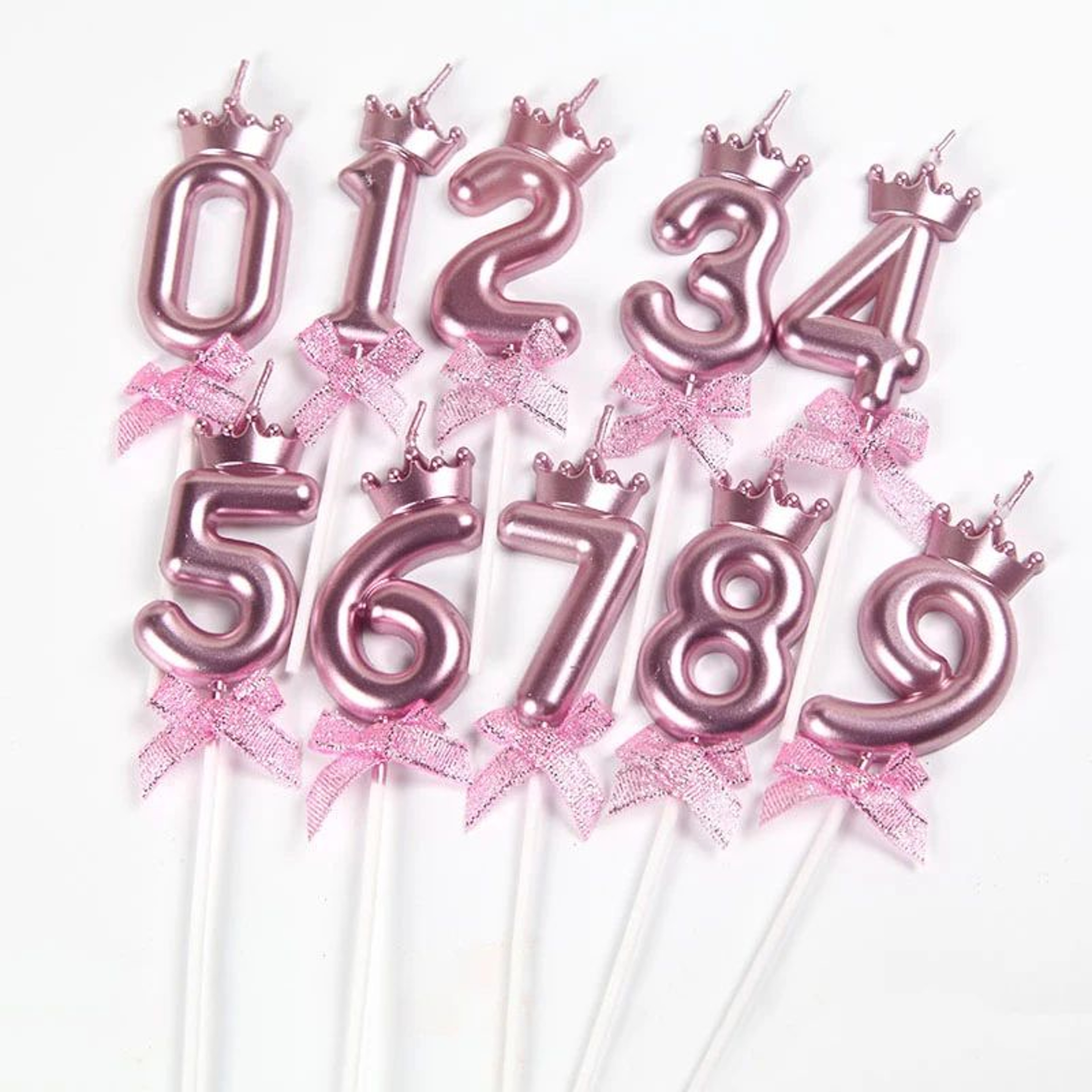 Rose Gold Crown Bow Number Birthday Candle 0 To 9 1