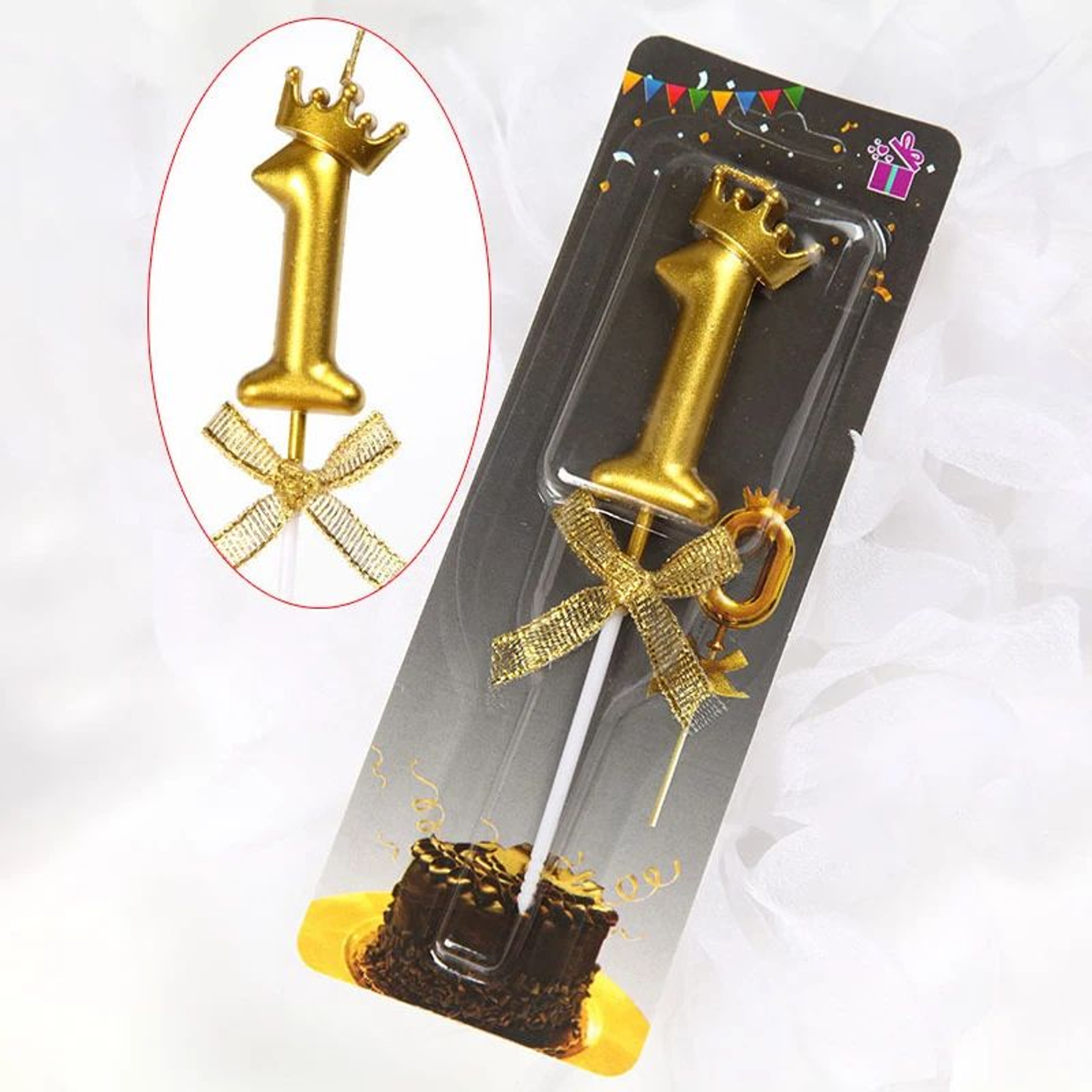 Rose Gold Crown Bow Number Birthday Candle 0 To 9 4