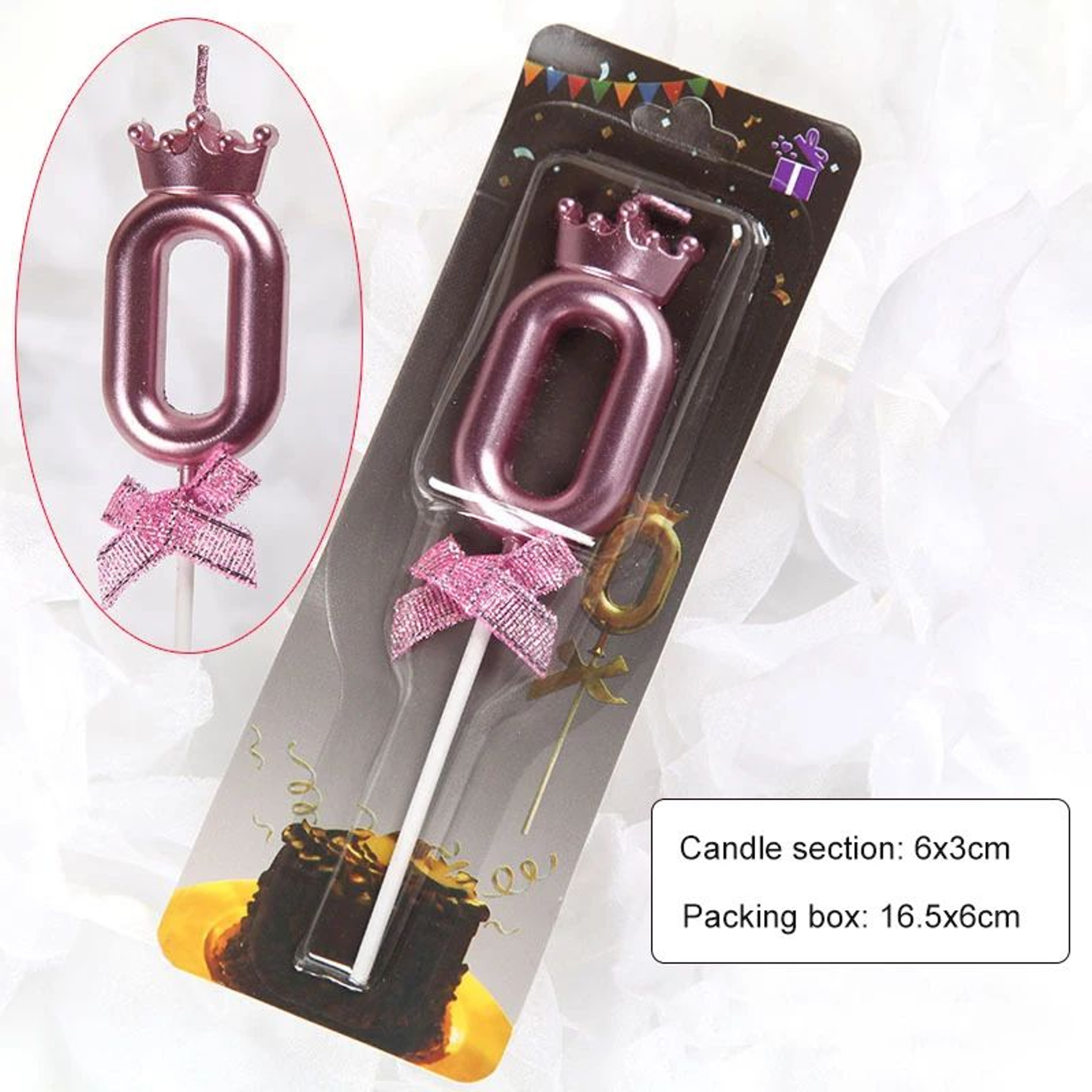 Rose Gold Crown Bow Number Birthday Candle 0 To 9 6