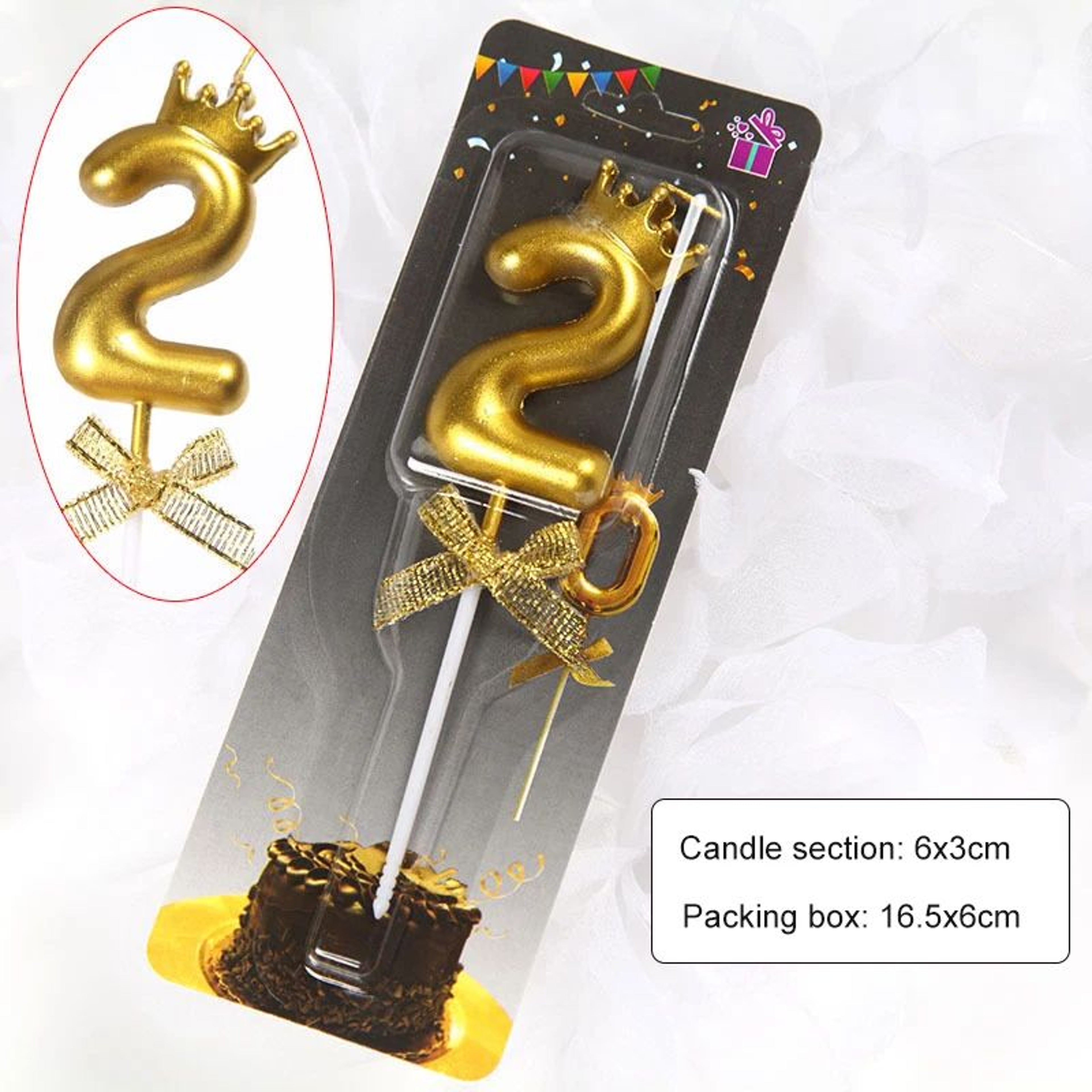 Rose Gold Crown Bow Number Birthday Candle 0 To 9 18