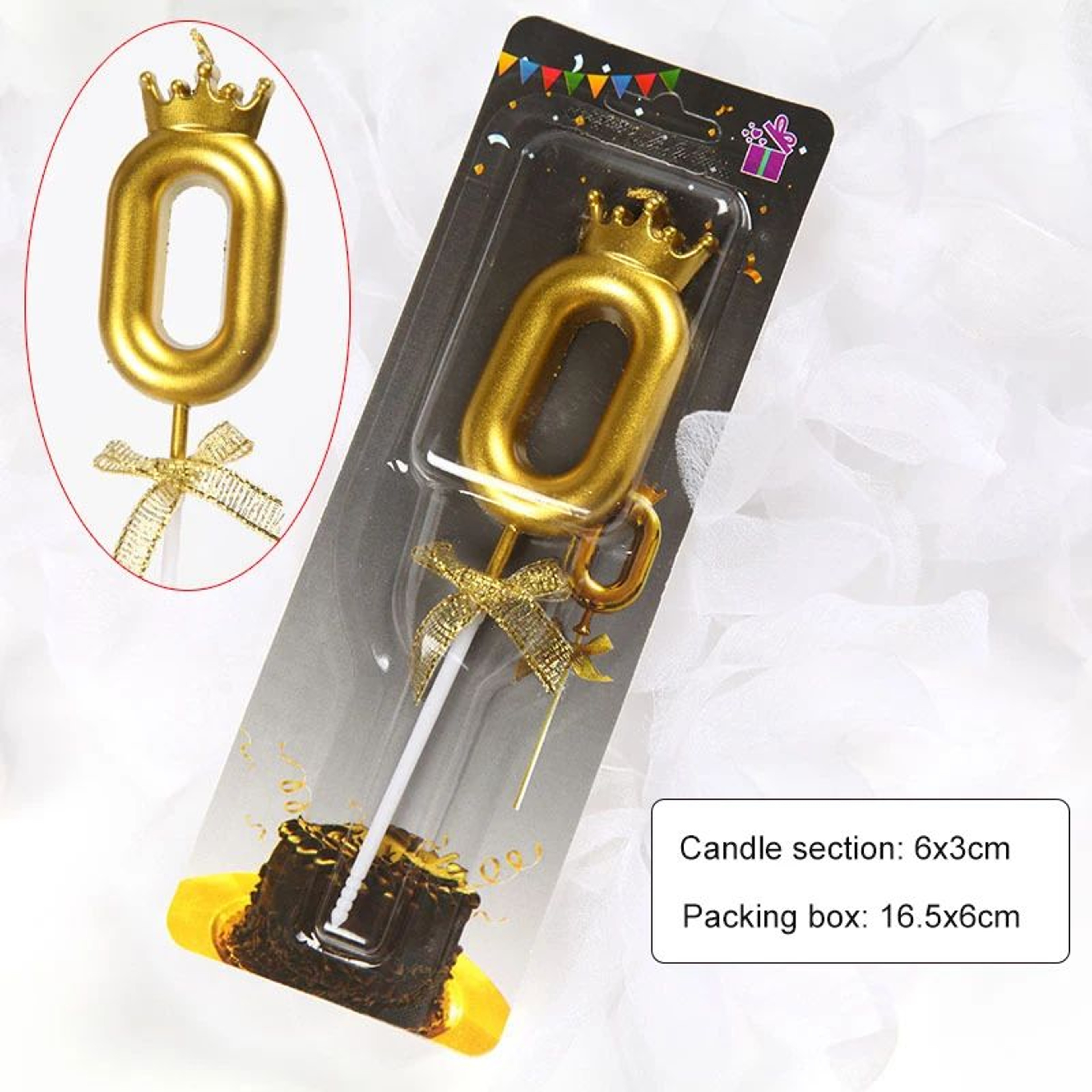Rose Gold Crown Bow Number Birthday Candle 0 To 9 16