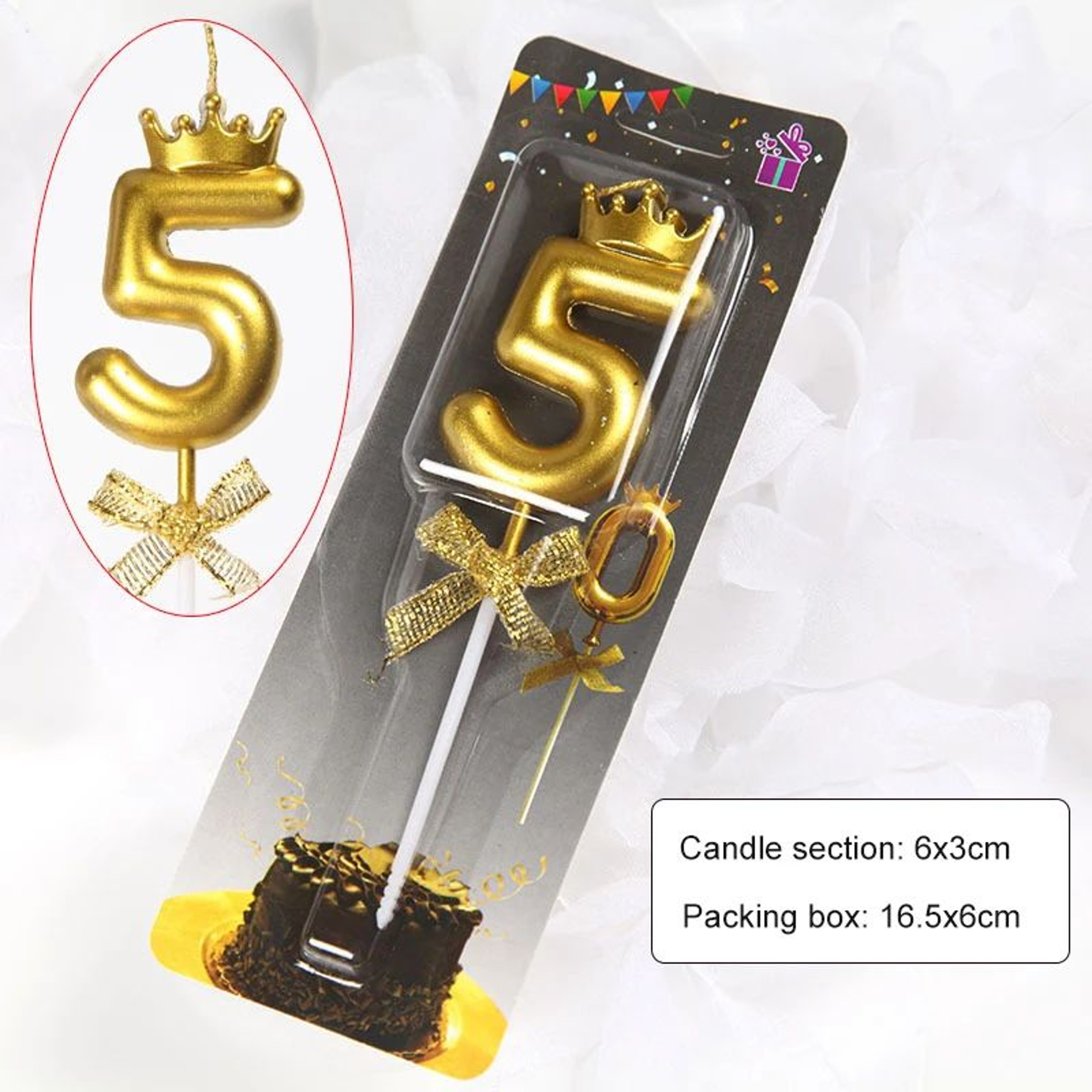 Rose Gold Crown Bow Number Birthday Candle 0 To 9 21