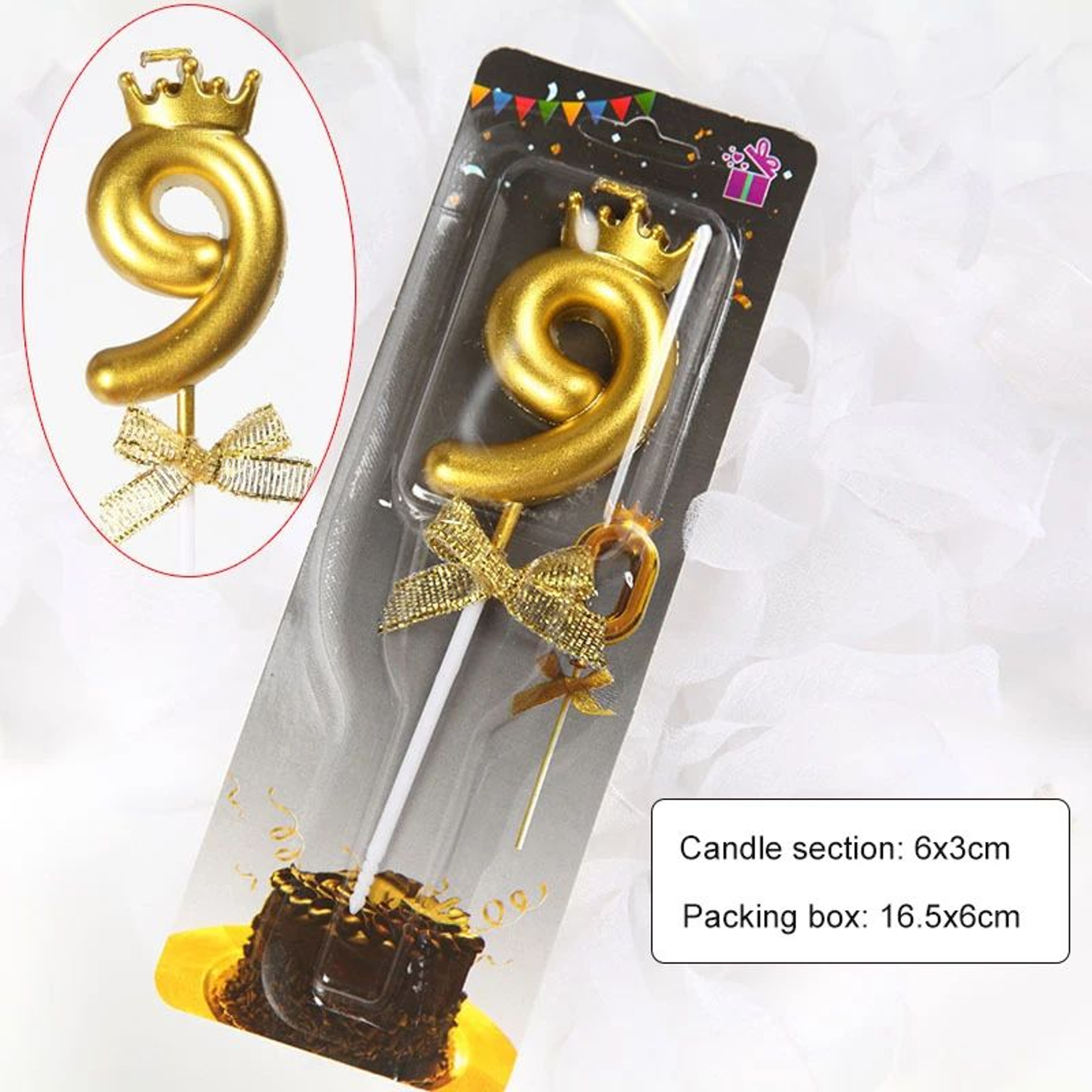 Rose Gold Crown Bow Number Birthday Candle 0 To 9 25