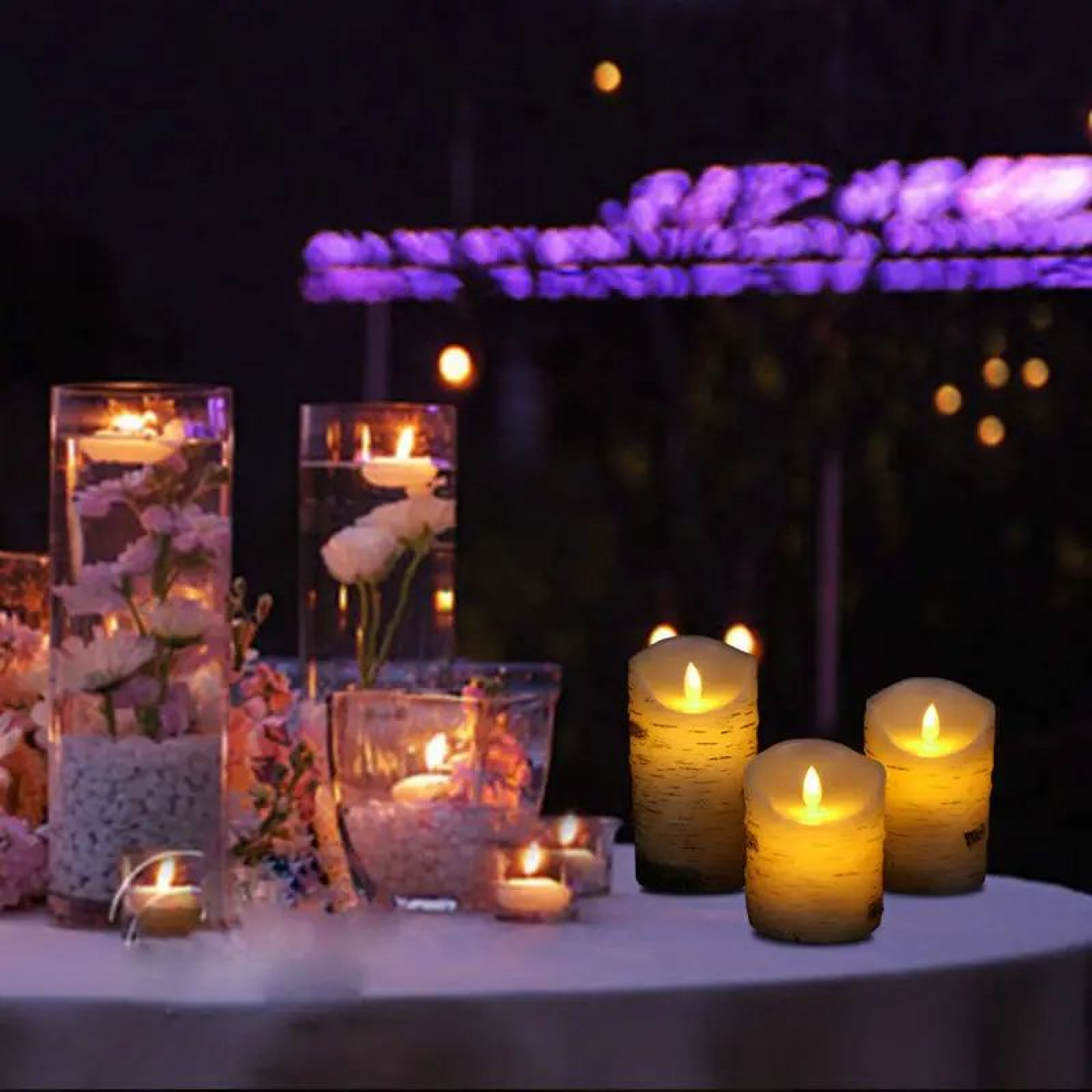 USB Rechargeable Birch Bark Flameless LED Pillar Candle With Remote 5