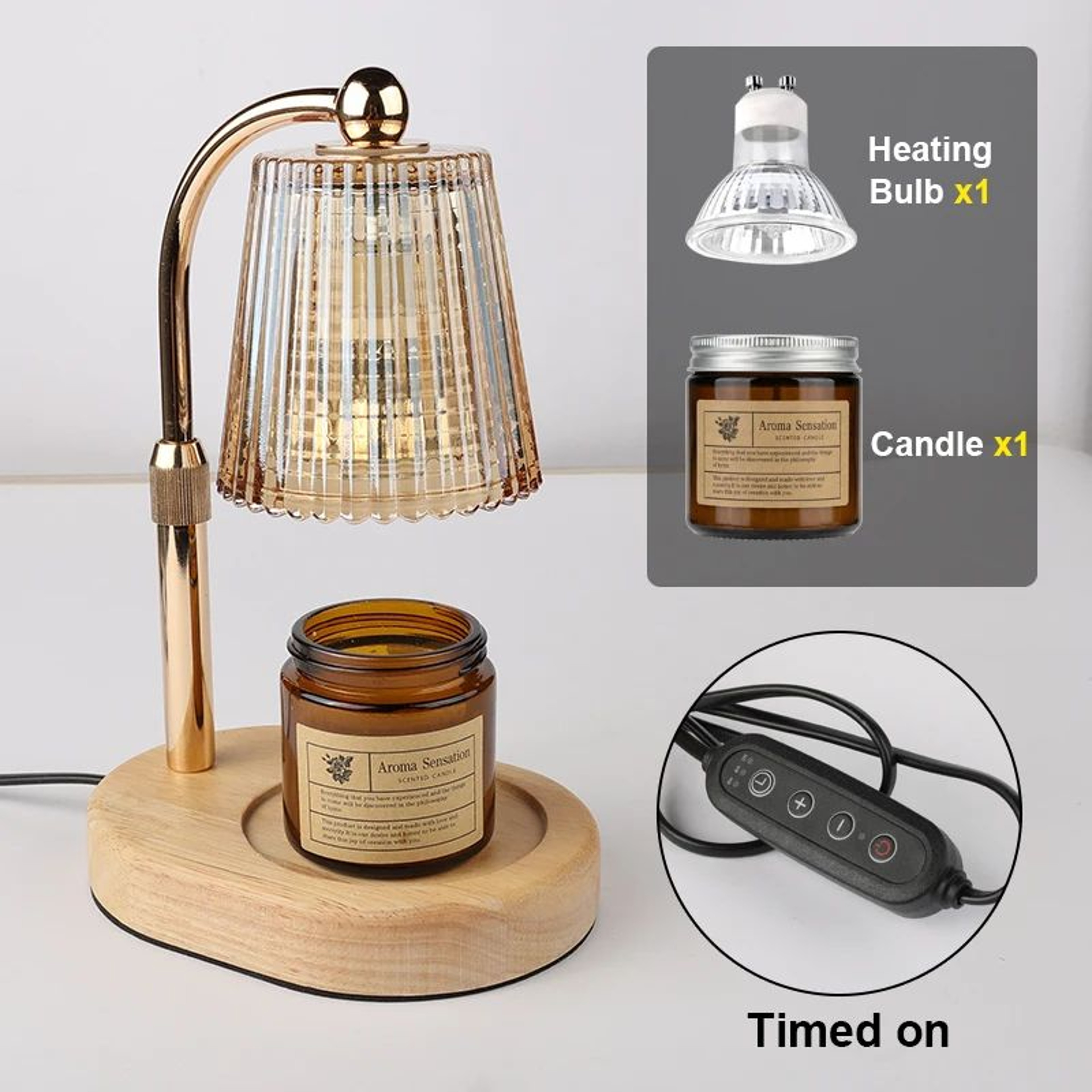 50W Dimmable Candle Warmer Lamp With Timer And Adjustable Height 12