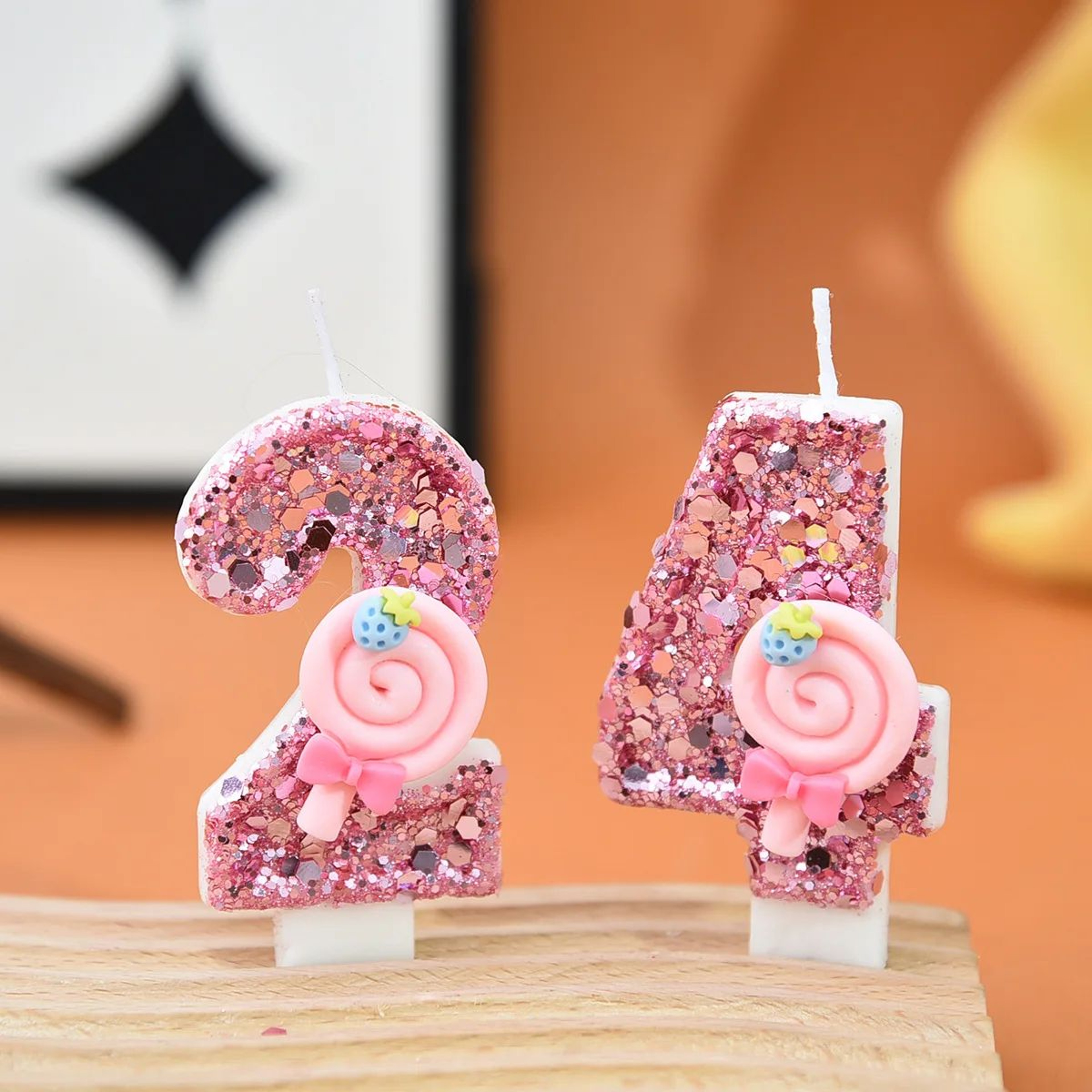 Pink Lollipop Number Birthday Candle Cake Topper 1