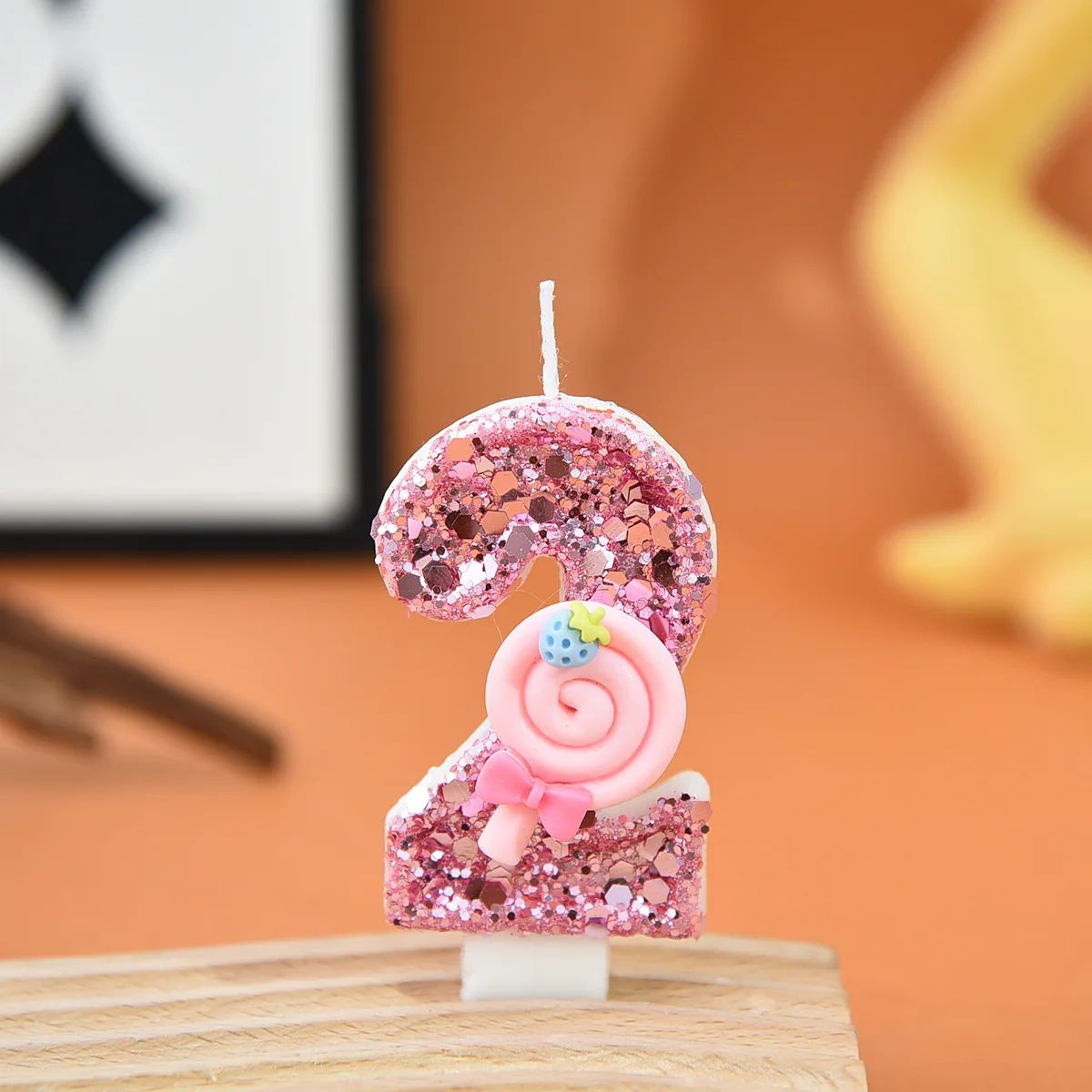 Pink Lollipop Number Birthday Candle Cake Topper 6