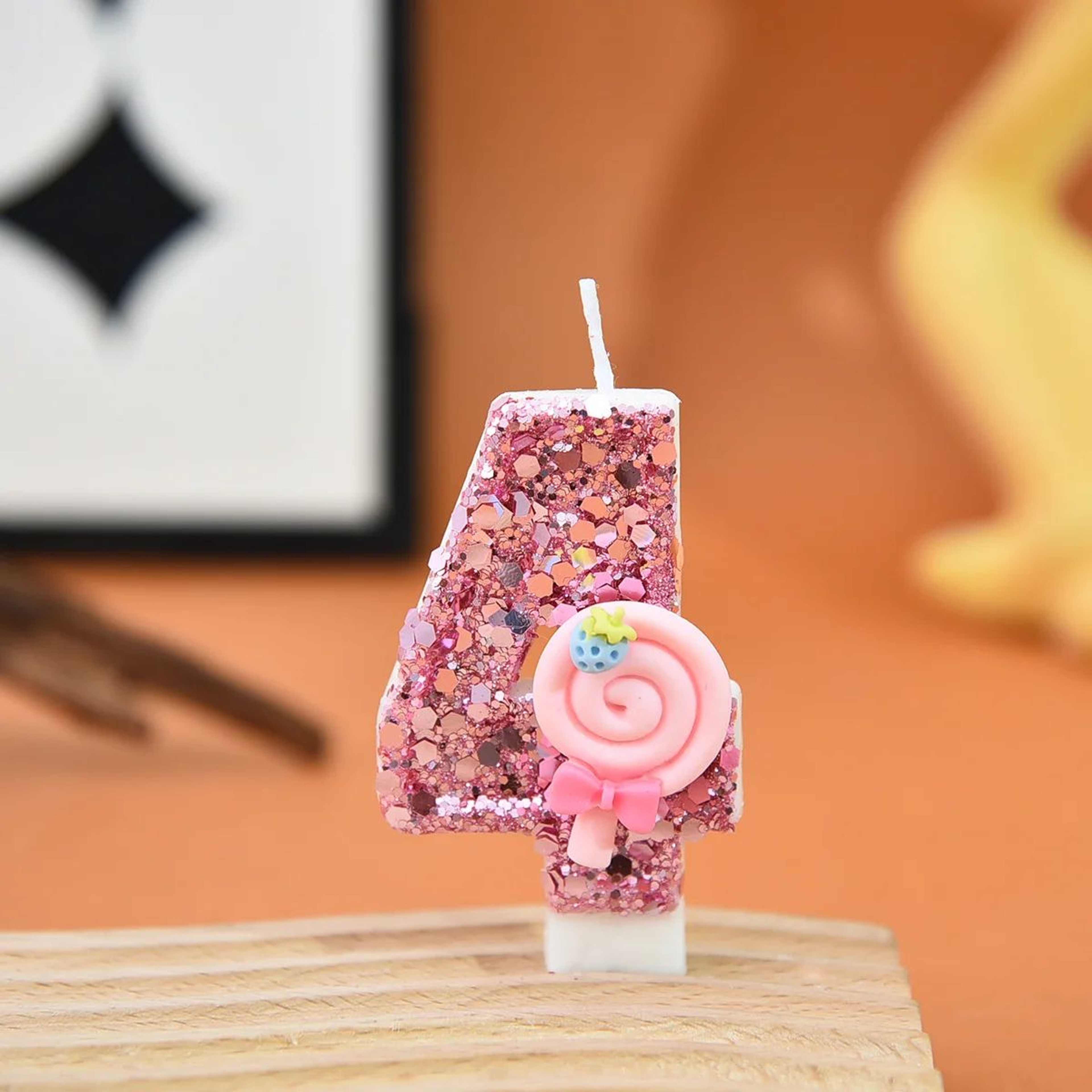 Pink Lollipop Number Birthday Candle Cake Topper 8
