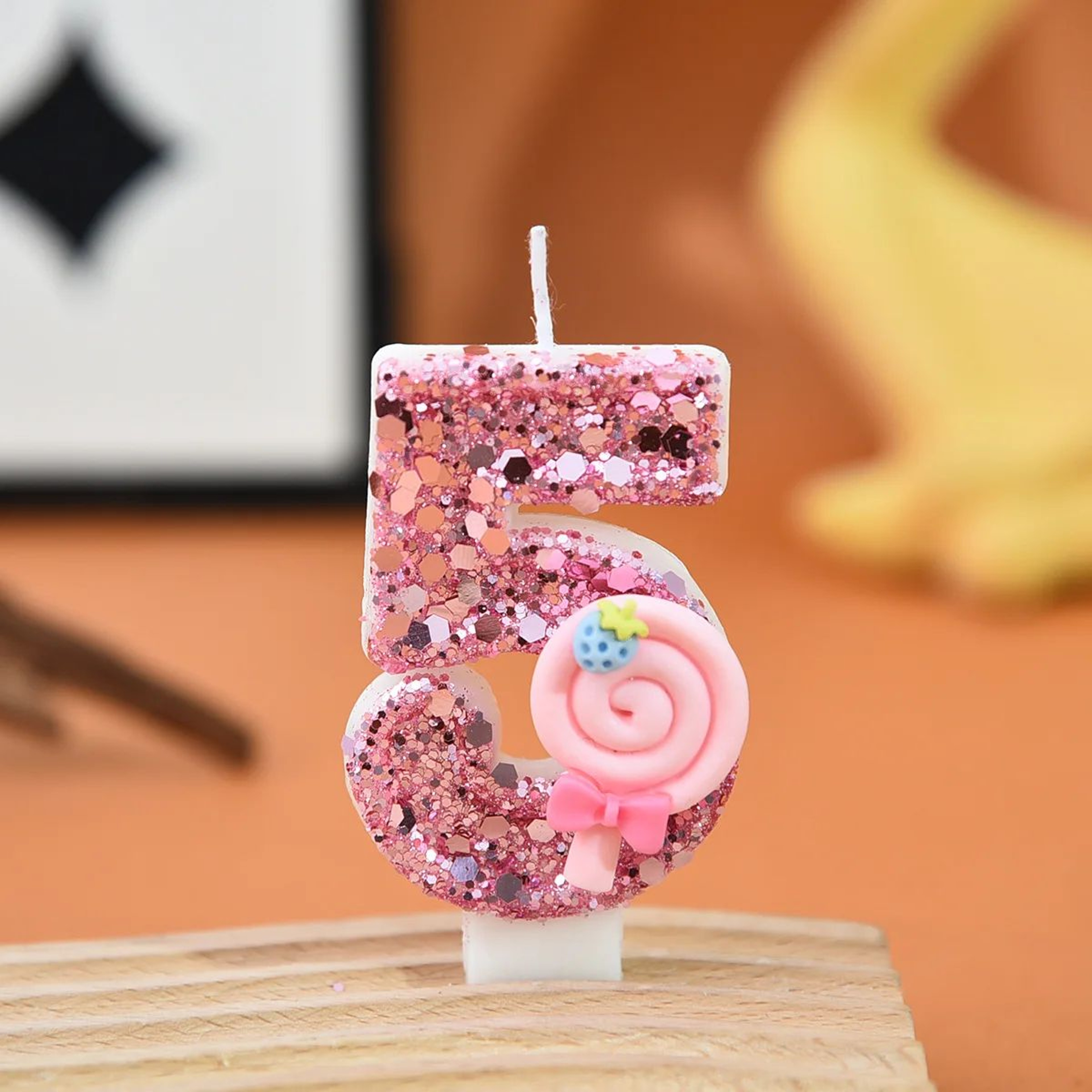 Pink Lollipop Number Birthday Candle Cake Topper 9
