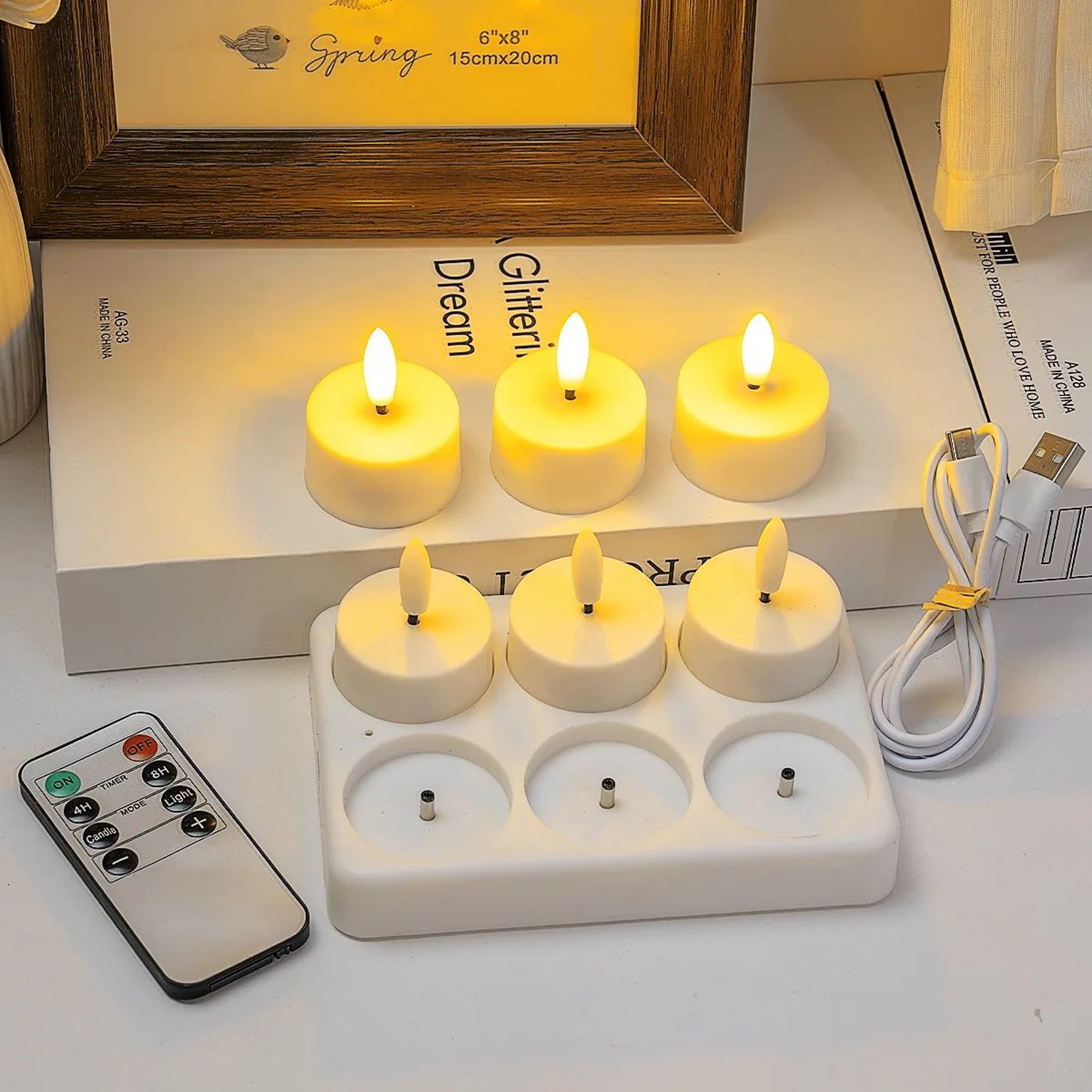 Rechargeable LED Flameless Tea Light Candles Set 2