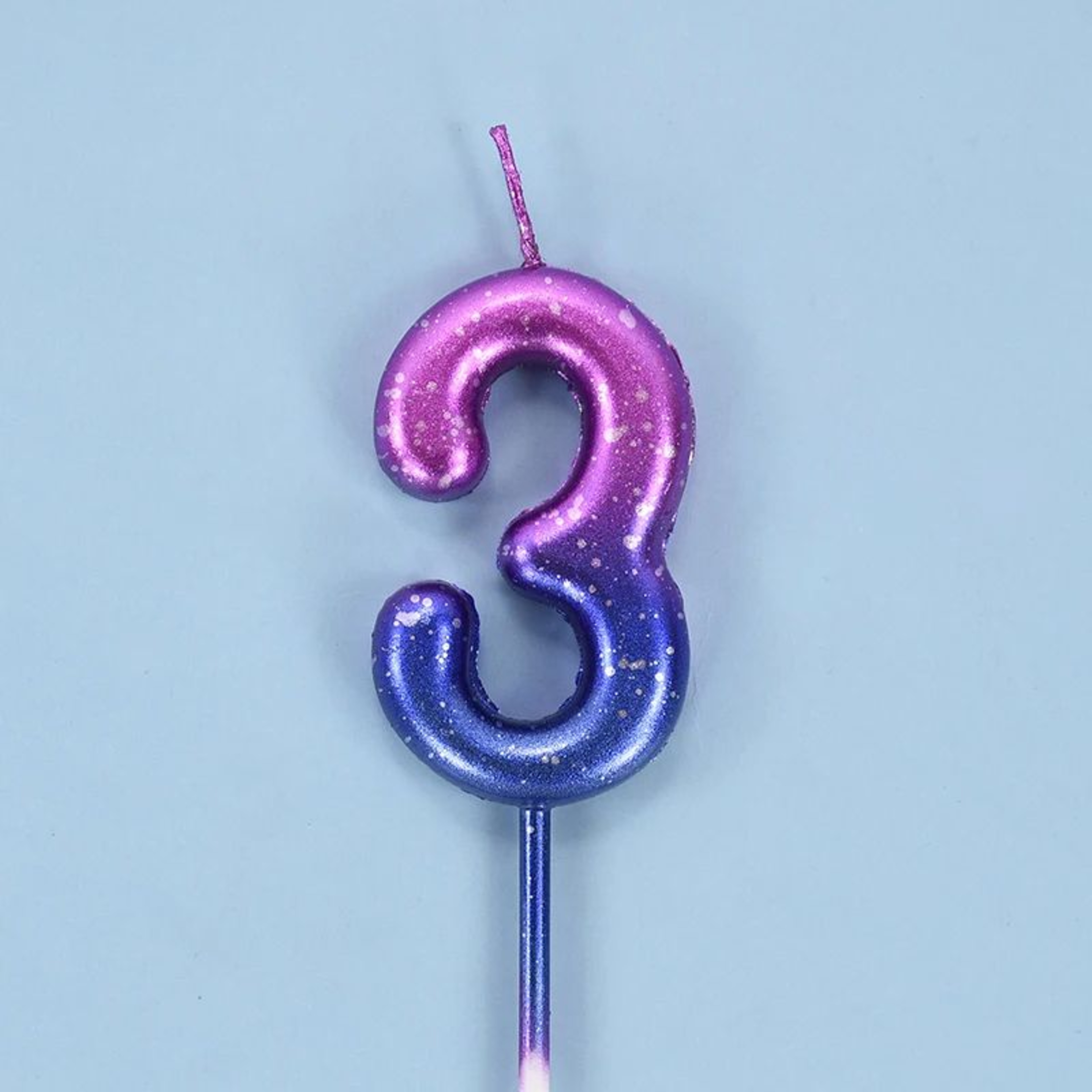Gradient Glitter Number Birthday Candle Cake Topper 9