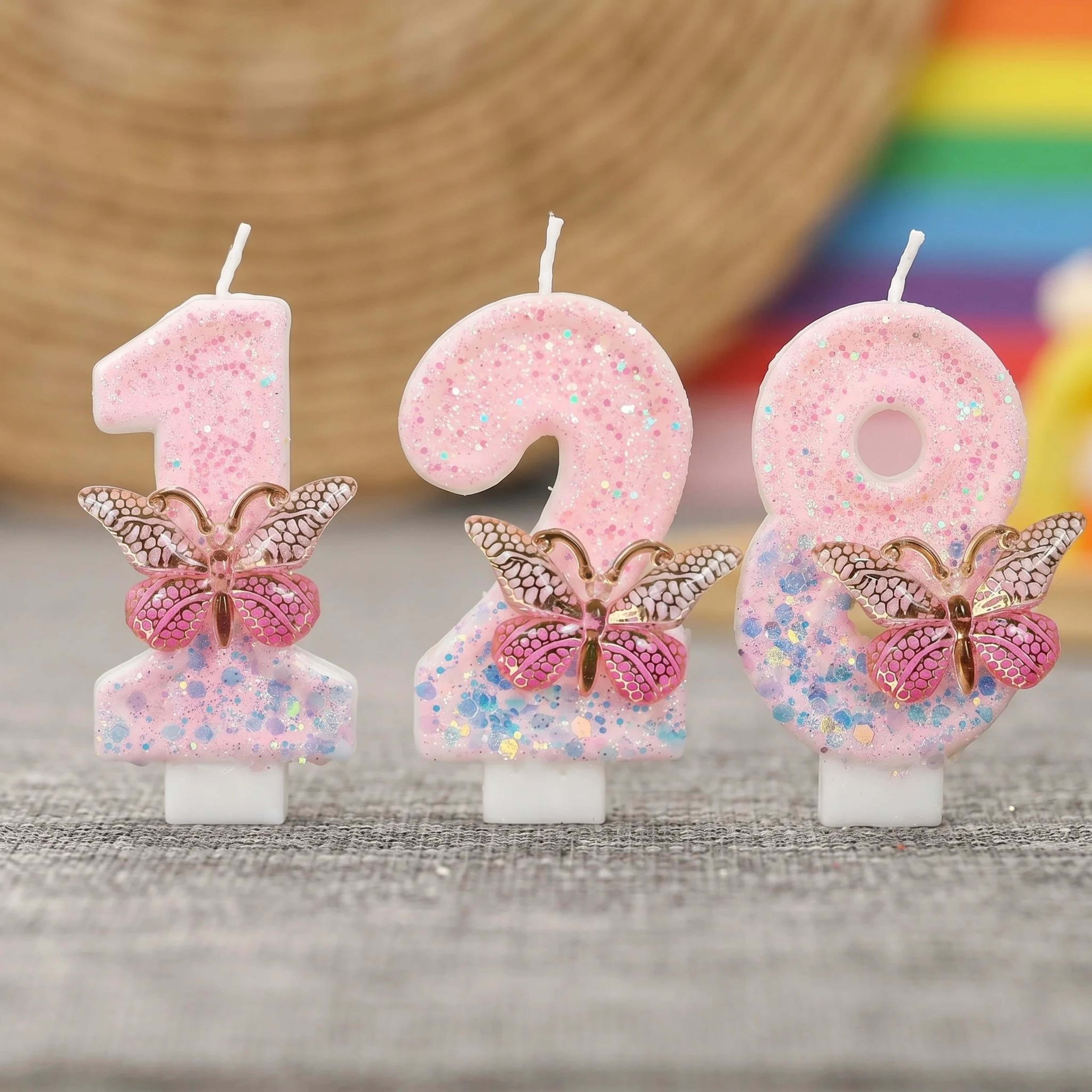 Butterfly Number Birthday Cake Candle Pink And White 1