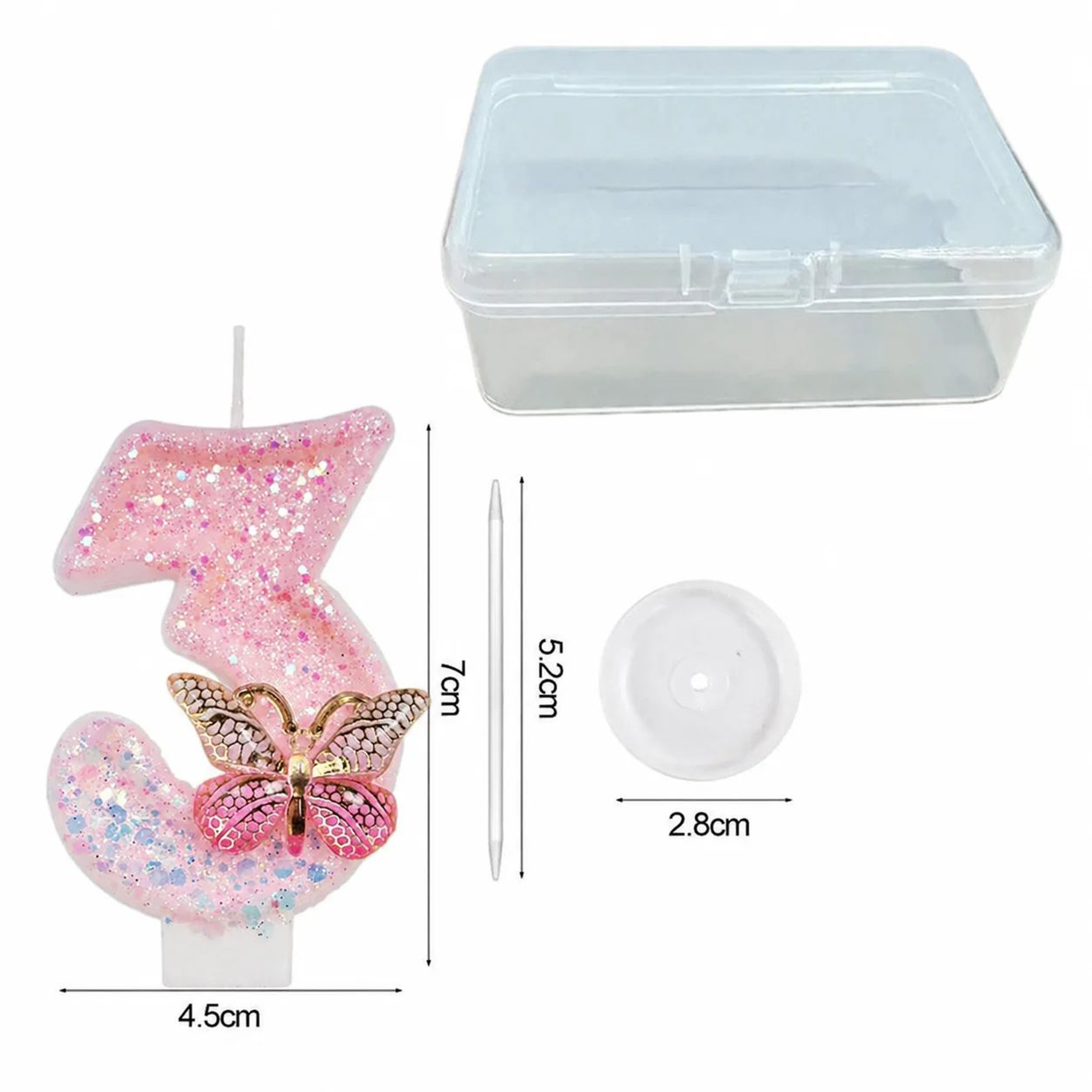 Butterfly Number Birthday Cake Candle Pink And White 2