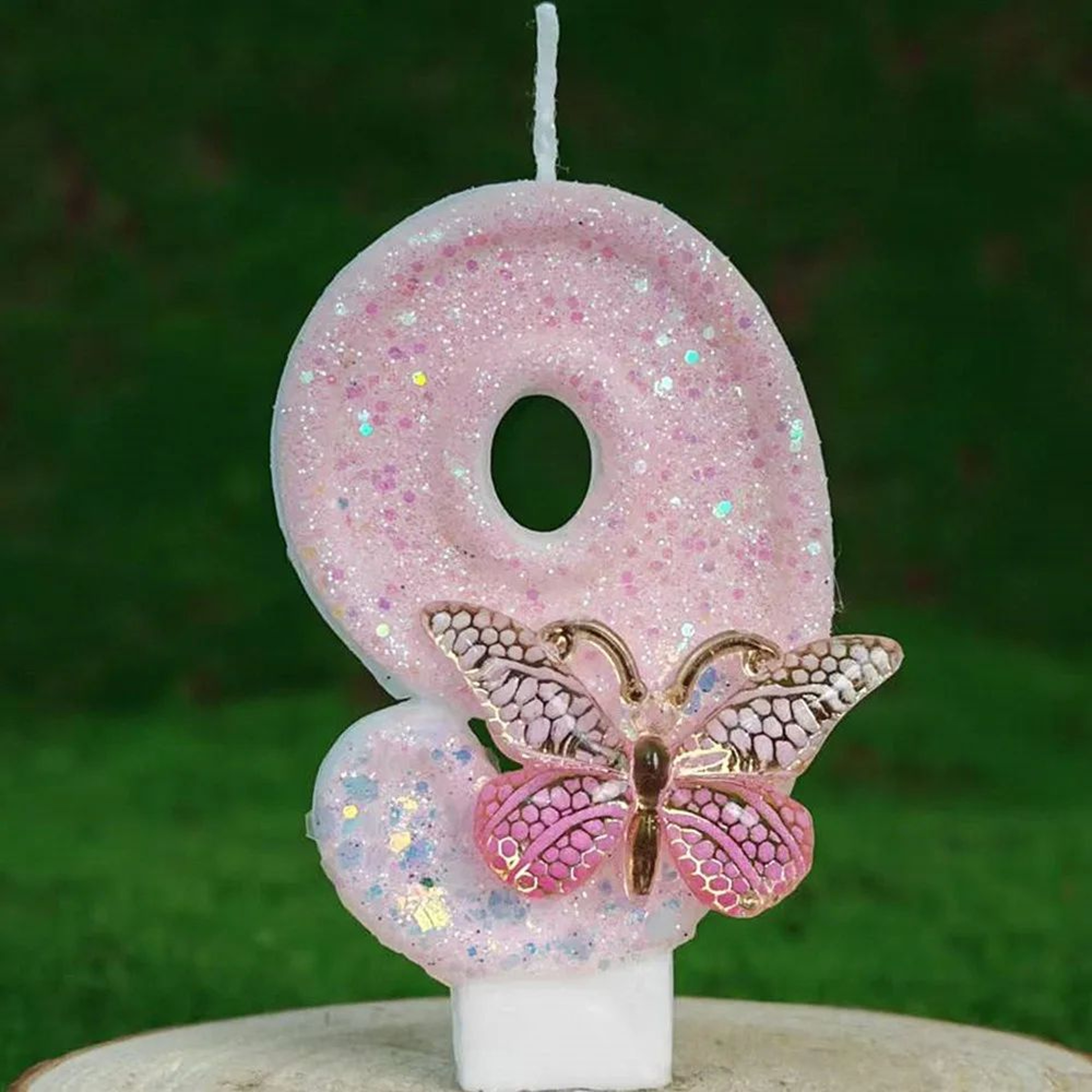 Butterfly Number Birthday Cake Candle Pink And White 12