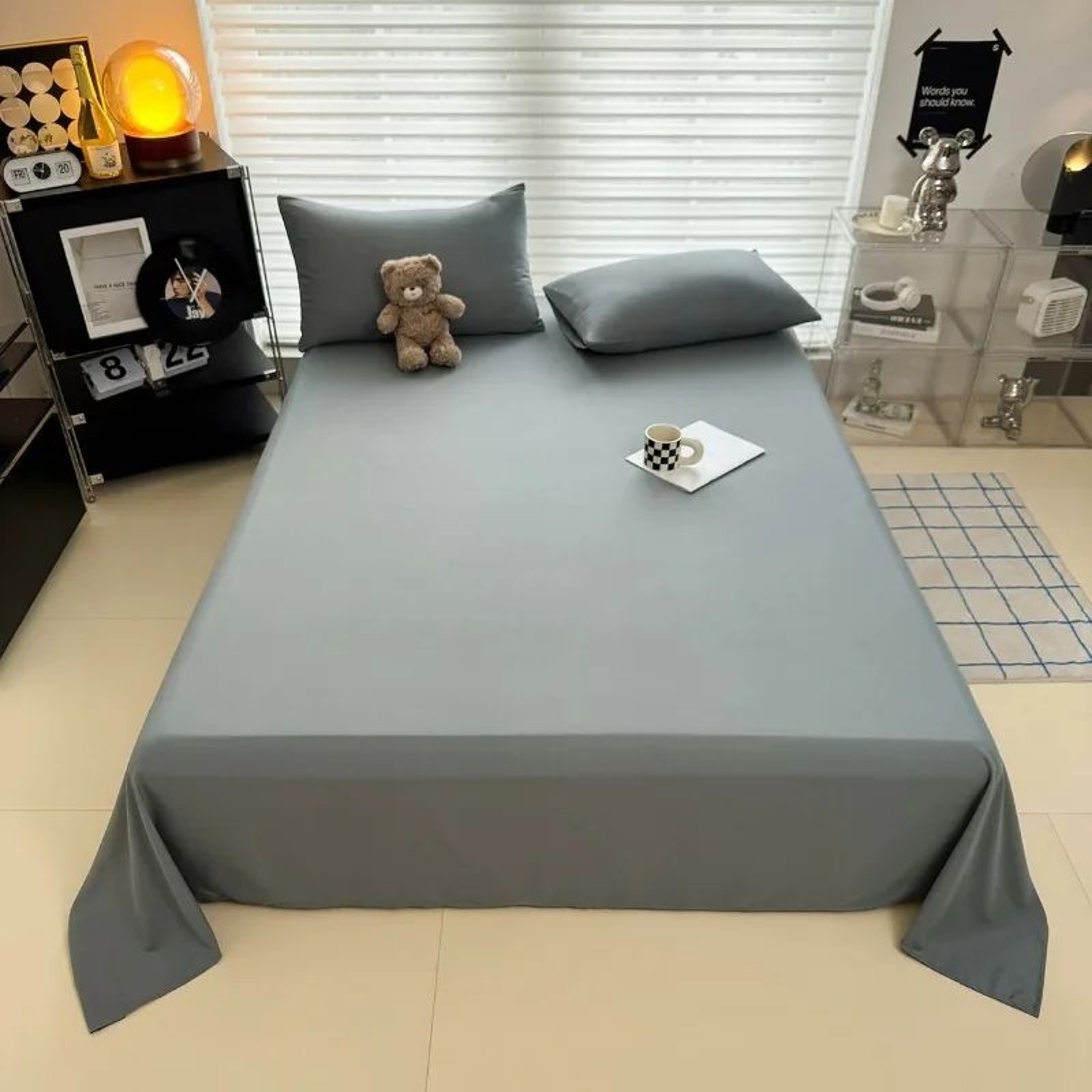 Soft Solid Color Flat Bedsheet For Single Double Queen And King Beds 2