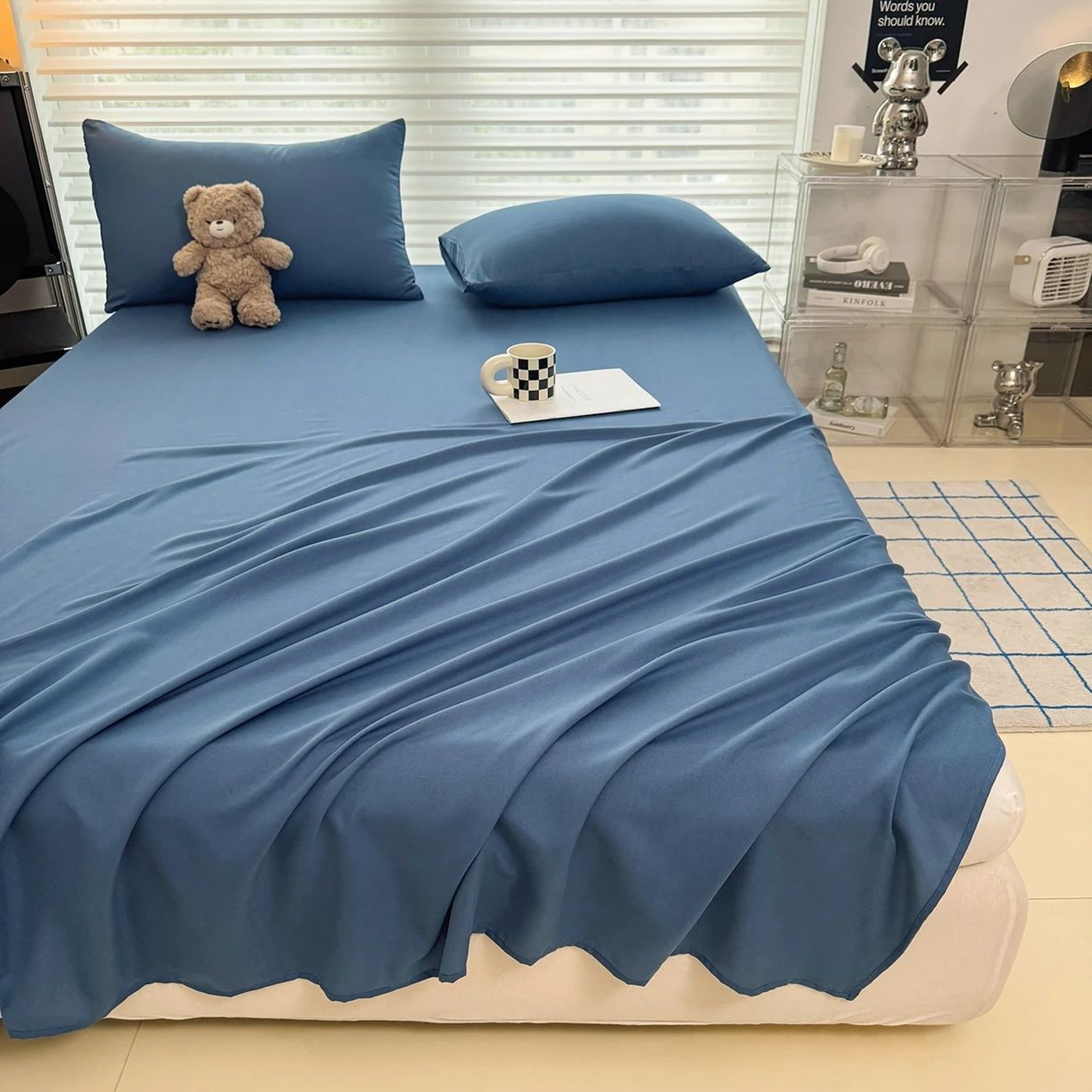 Soft Solid Color Flat Bedsheet For Single Double Queen And King Beds 10