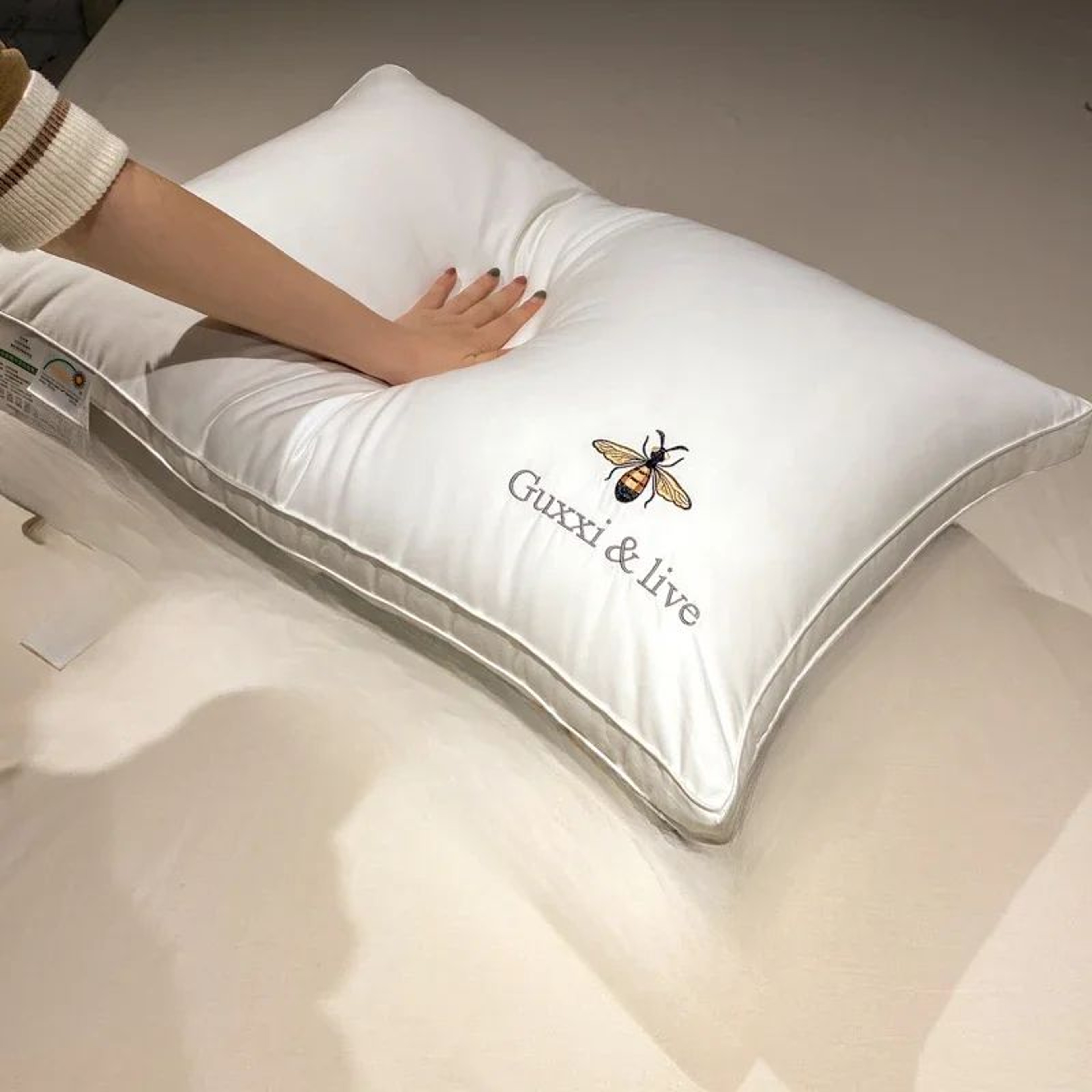 Cotton Soy Fiber Sleeping Pillow With Multiple Height Options 6