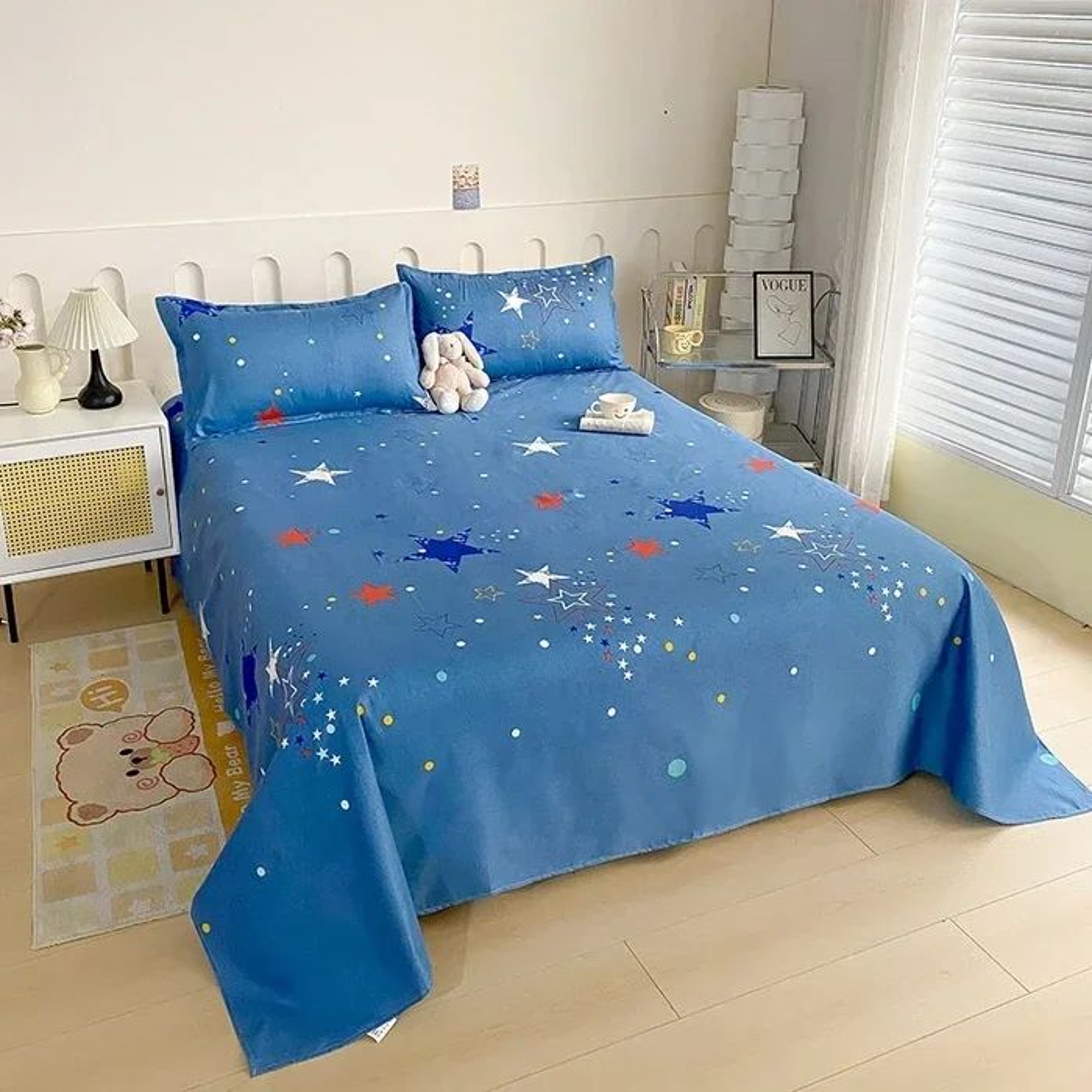 Red Floral Printed Flat Bed Sheet For Single Double Queen And King Beds 18