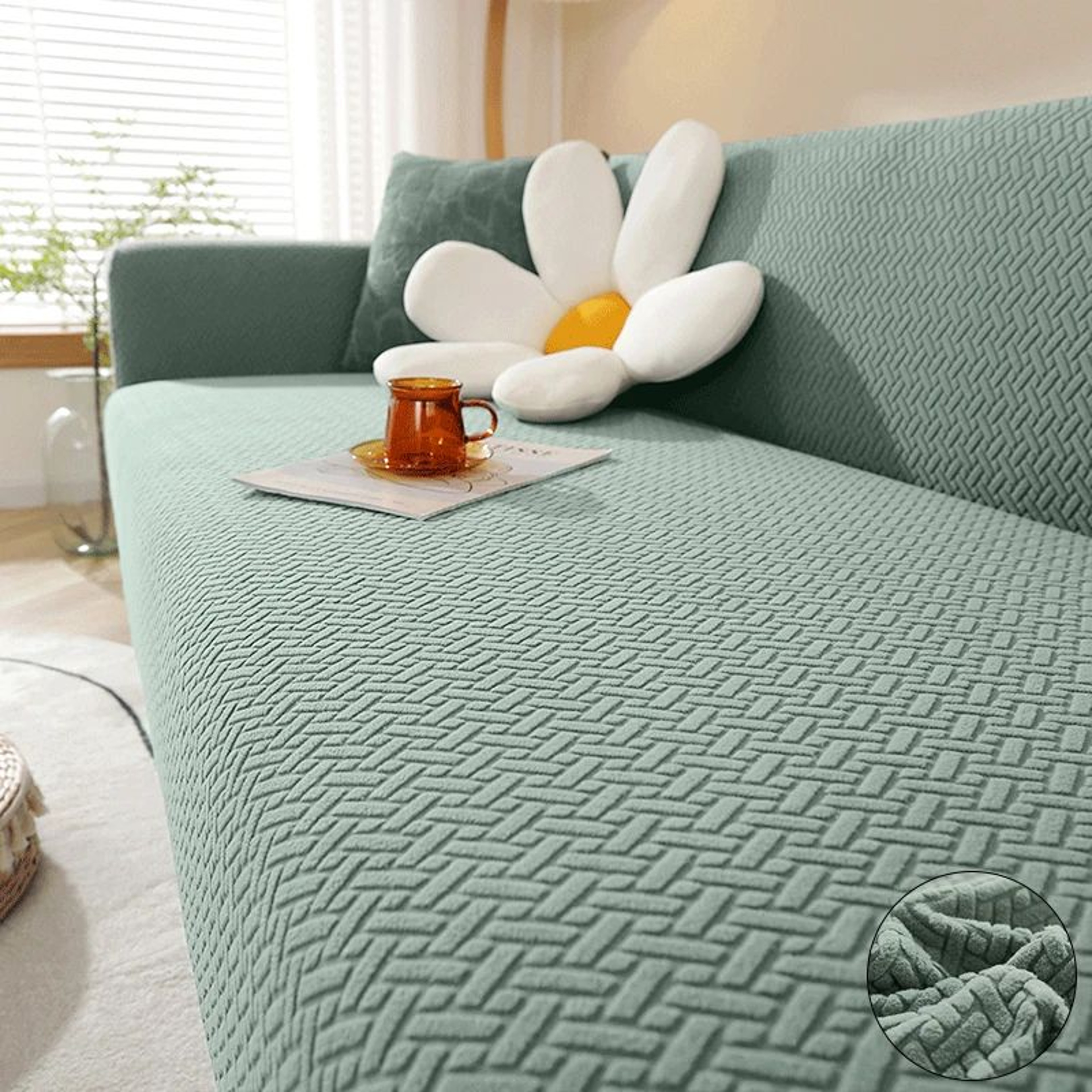 Jacquard Stretch Polar Fleece Elastic Sofa Cover 11