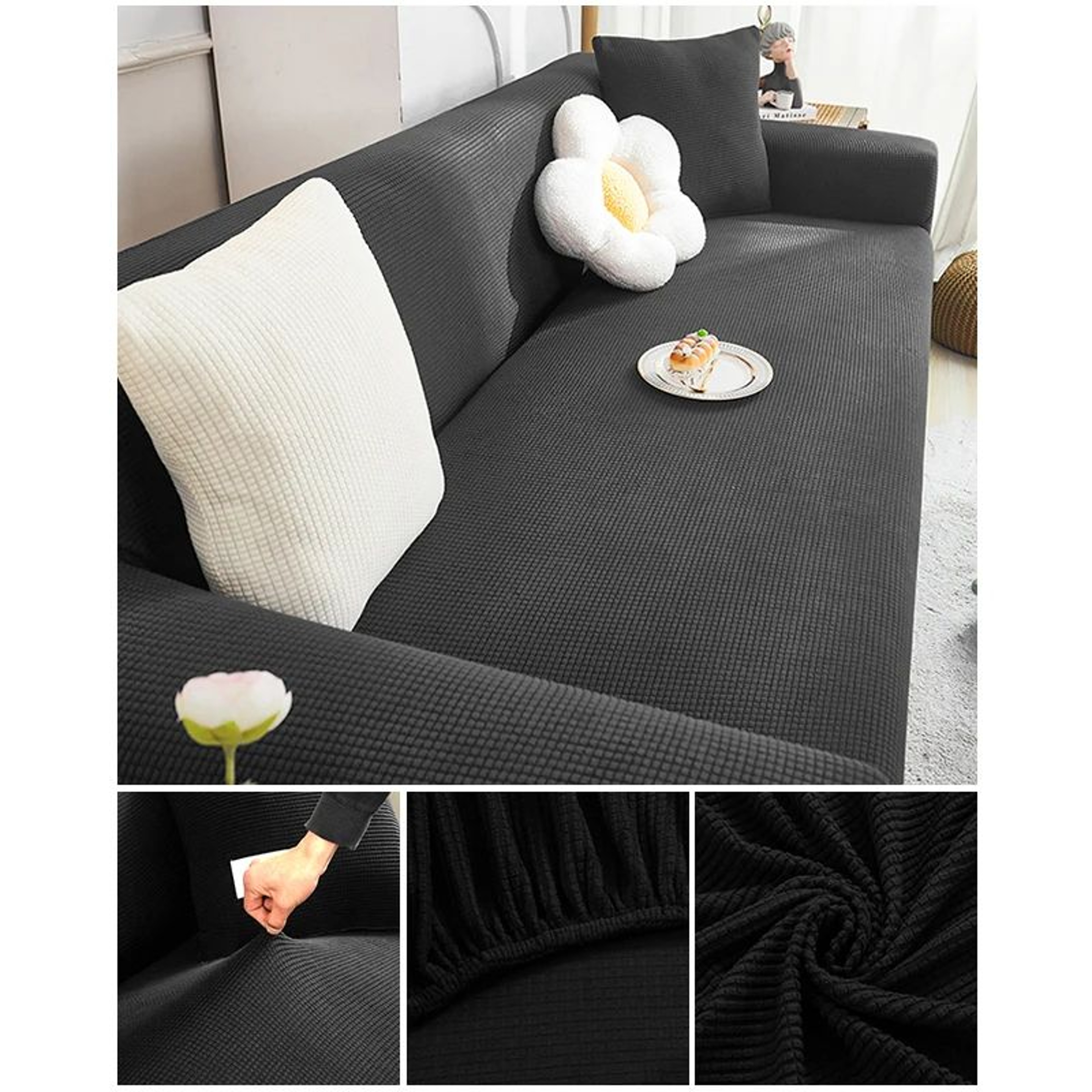 Elastic Jacquard Stretch Sofa Cover For Sectional Couch 6