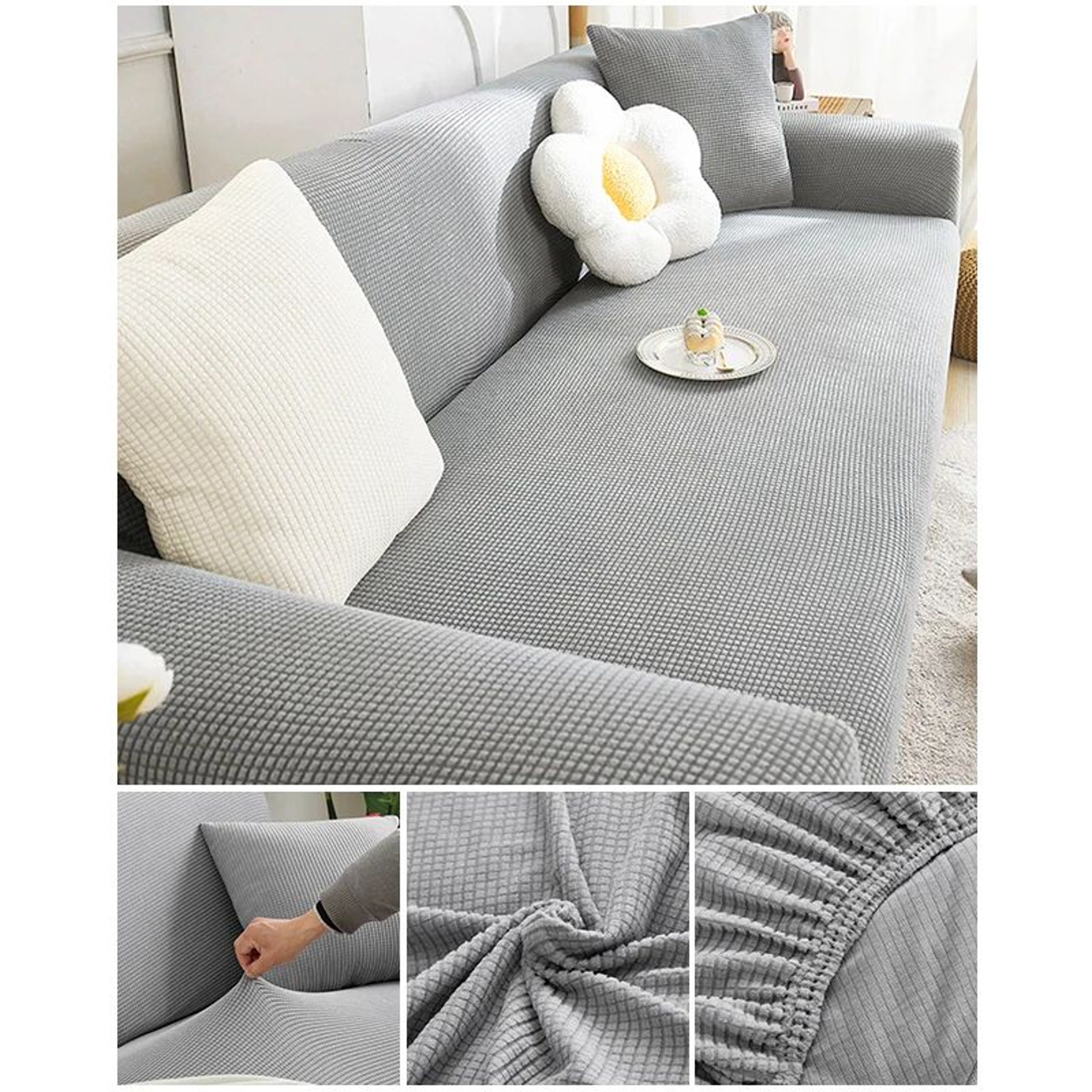 Elastic Jacquard Stretch Sofa Cover For Sectional Couch 18