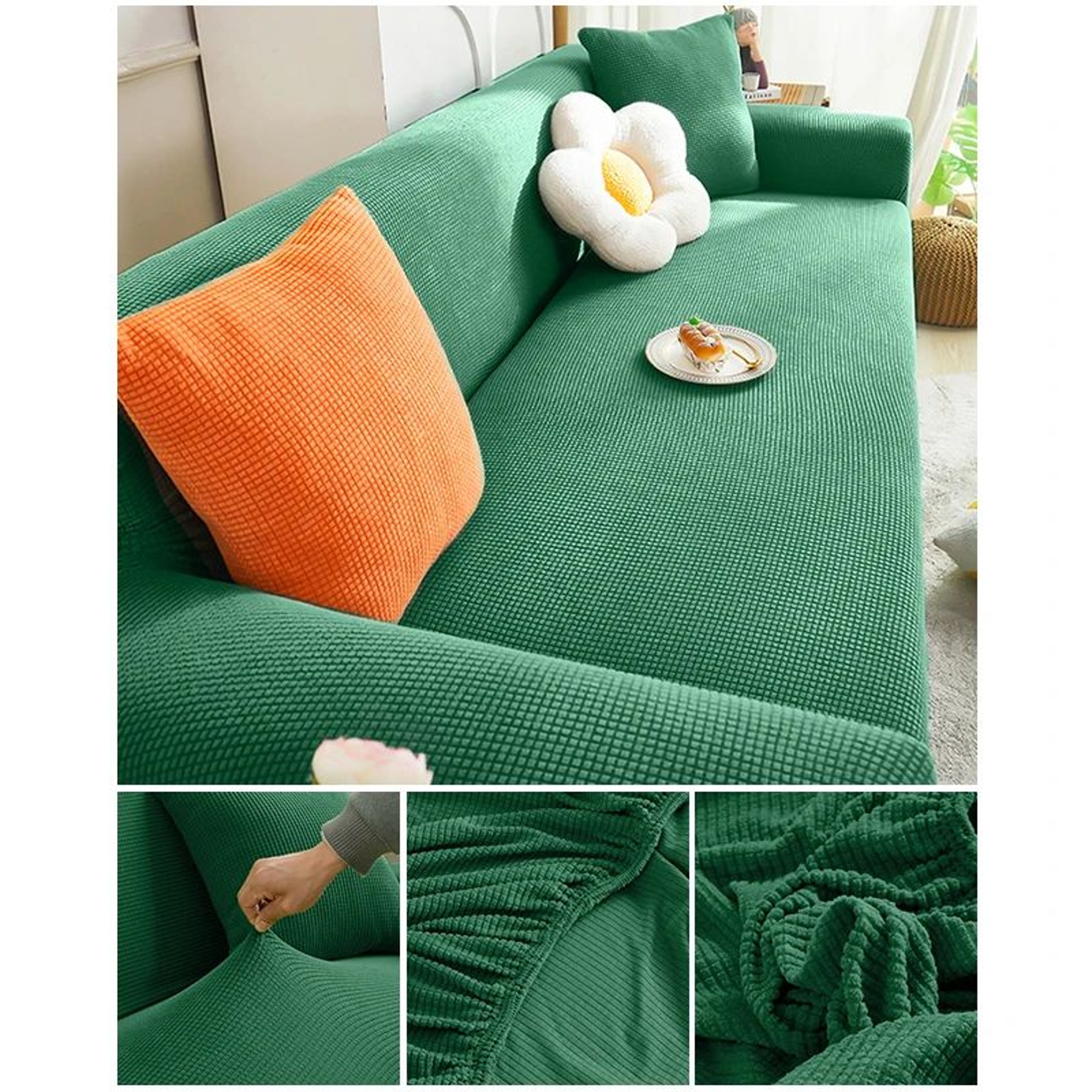 Elastic Jacquard Stretch Sofa Cover For Sectional Couch 14