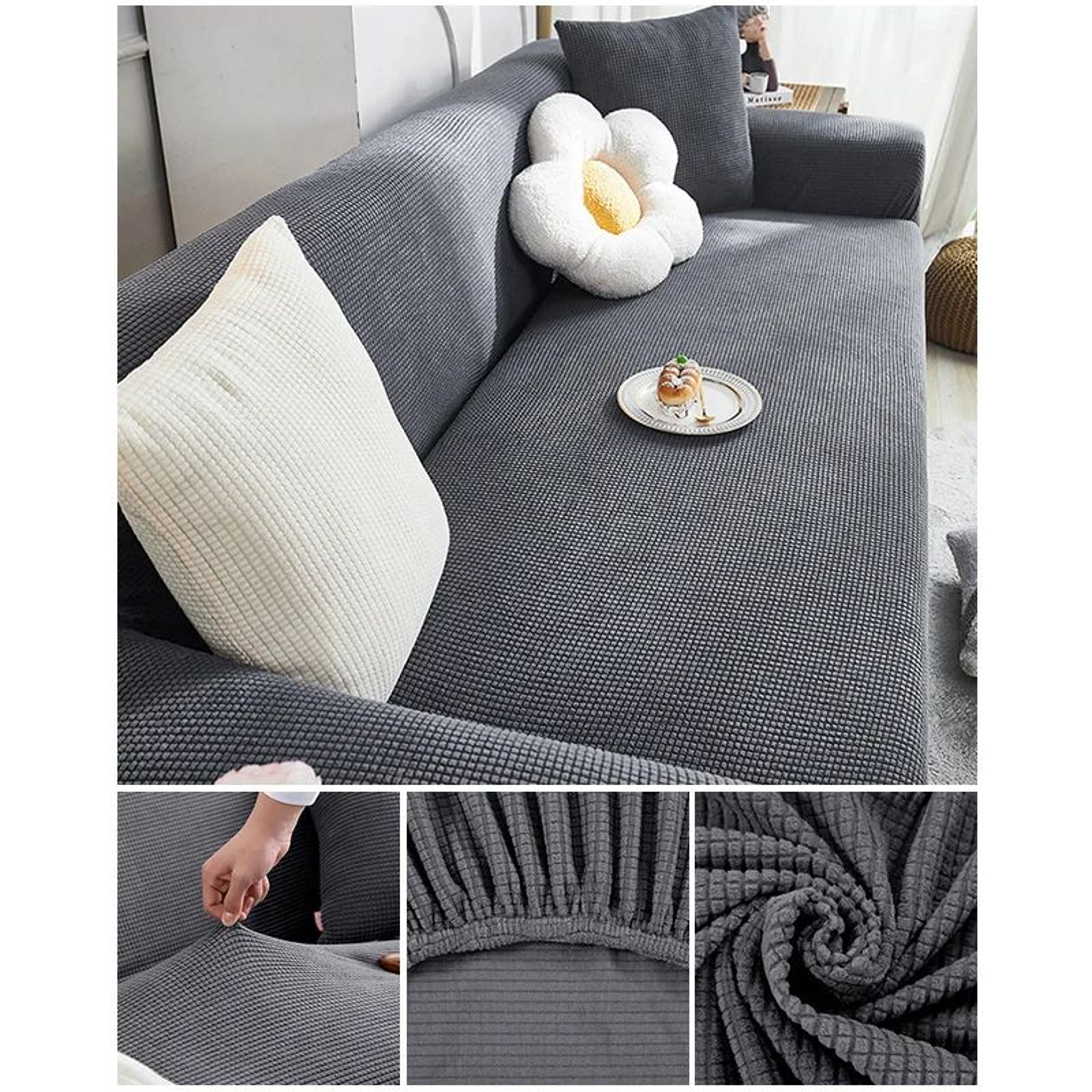 Elastic Jacquard Stretch Sofa Cover For Sectional Couch 13