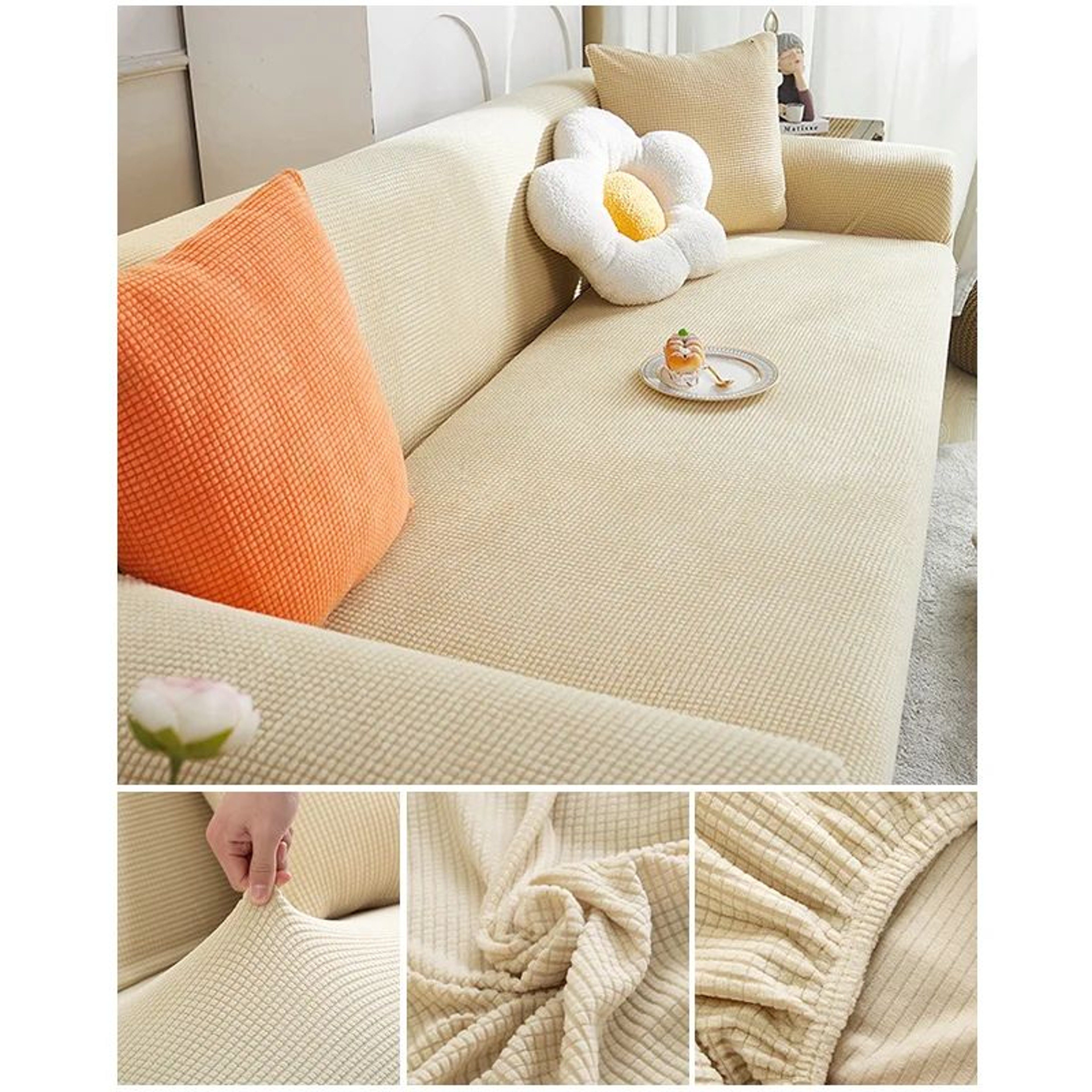 Elastic Jacquard Stretch Sofa Cover For Sectional Couch 8
