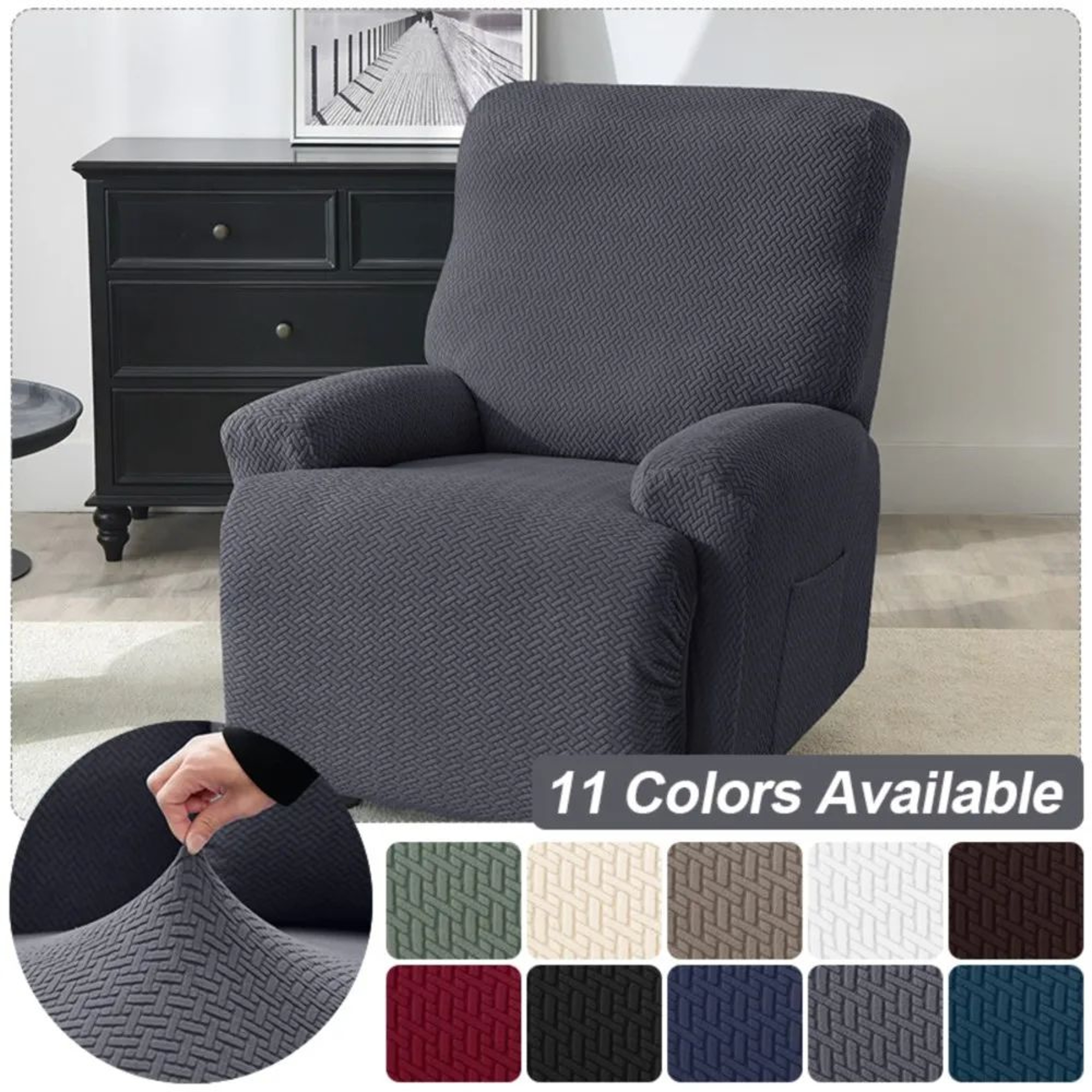 Stretch Jacquard Knitted Recliner Sofa Cover 3