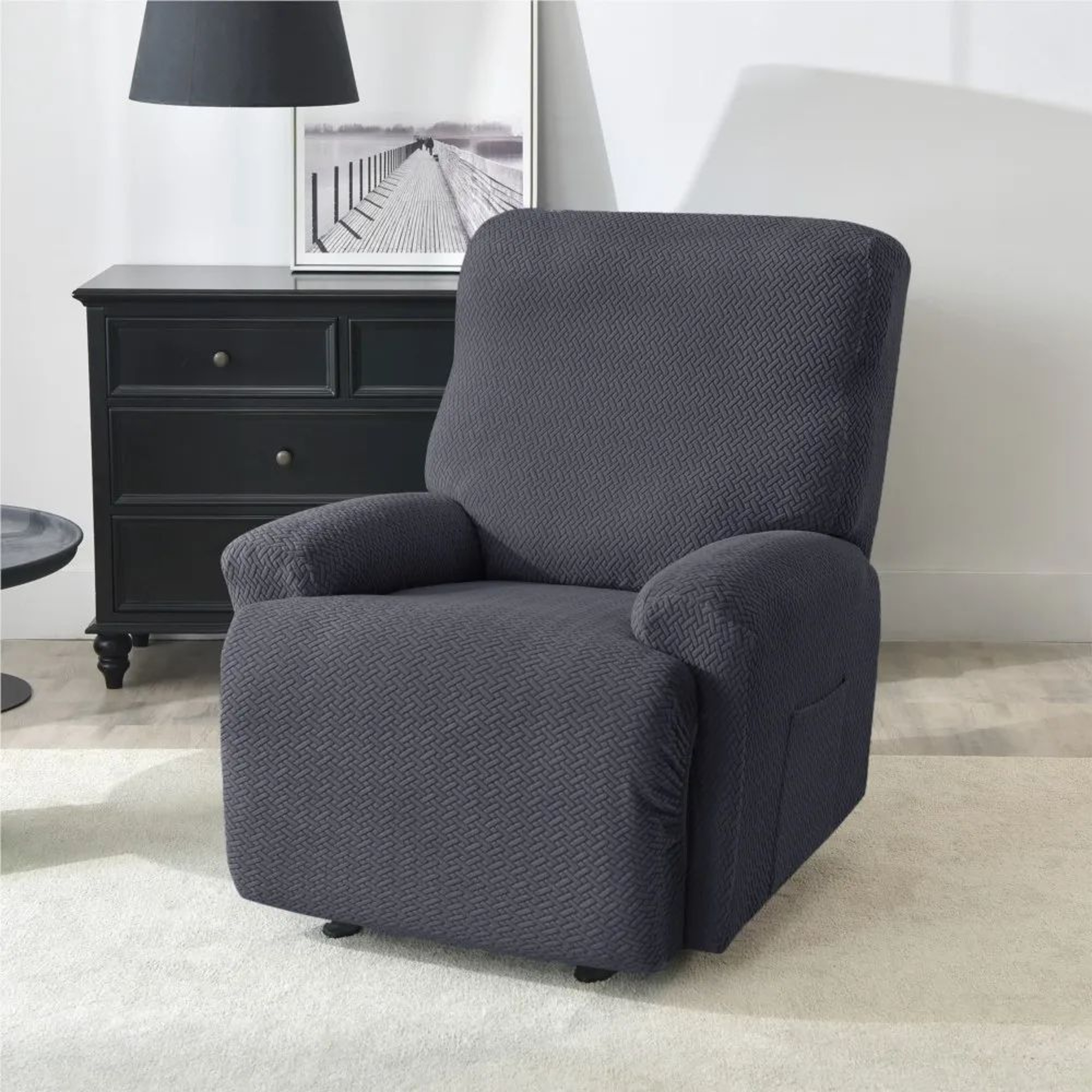 Stretch Jacquard Knitted Recliner Sofa Cover 5