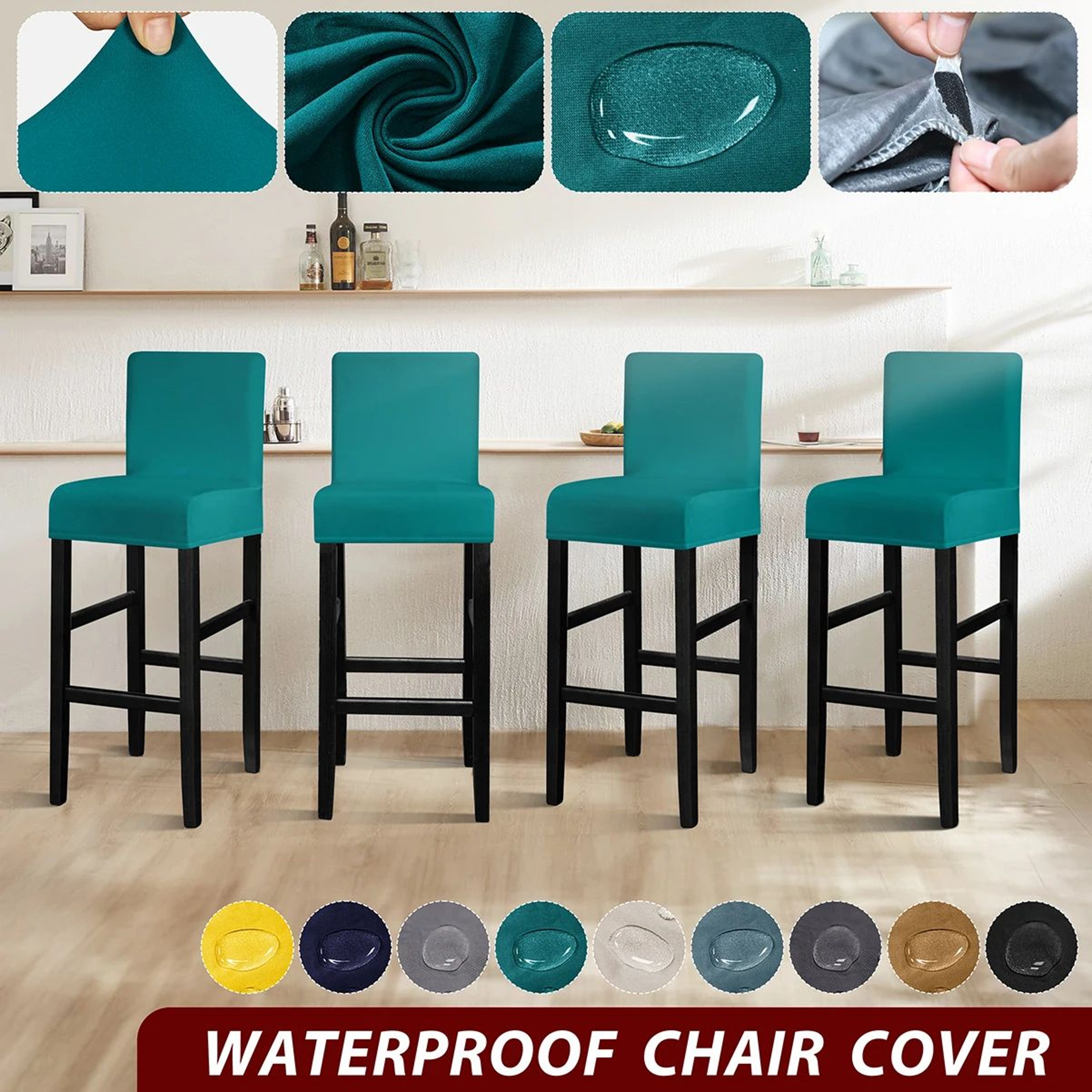 Waterproof Short Back Dining Chair Cover 0