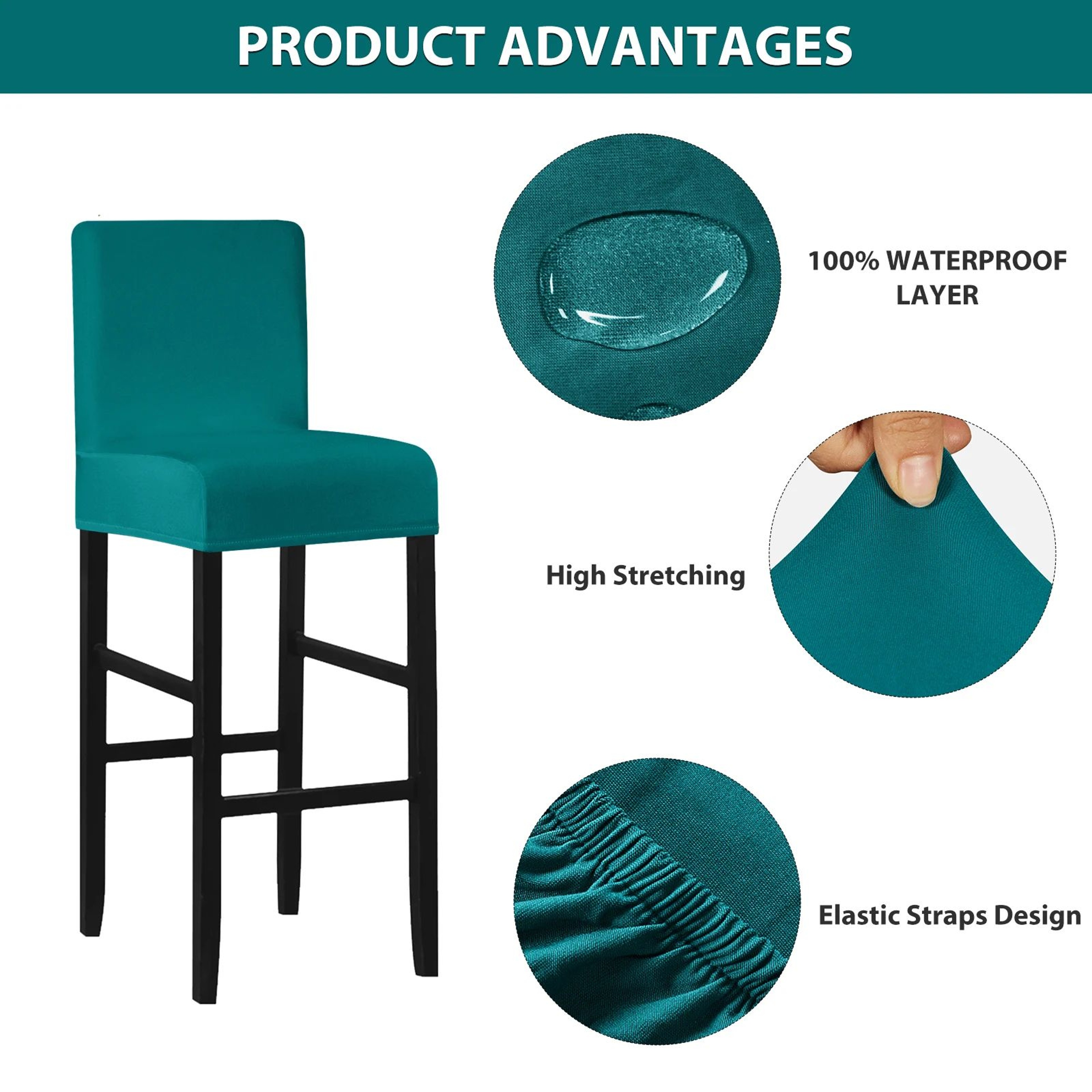 Waterproof Short Back Dining Chair Cover 5