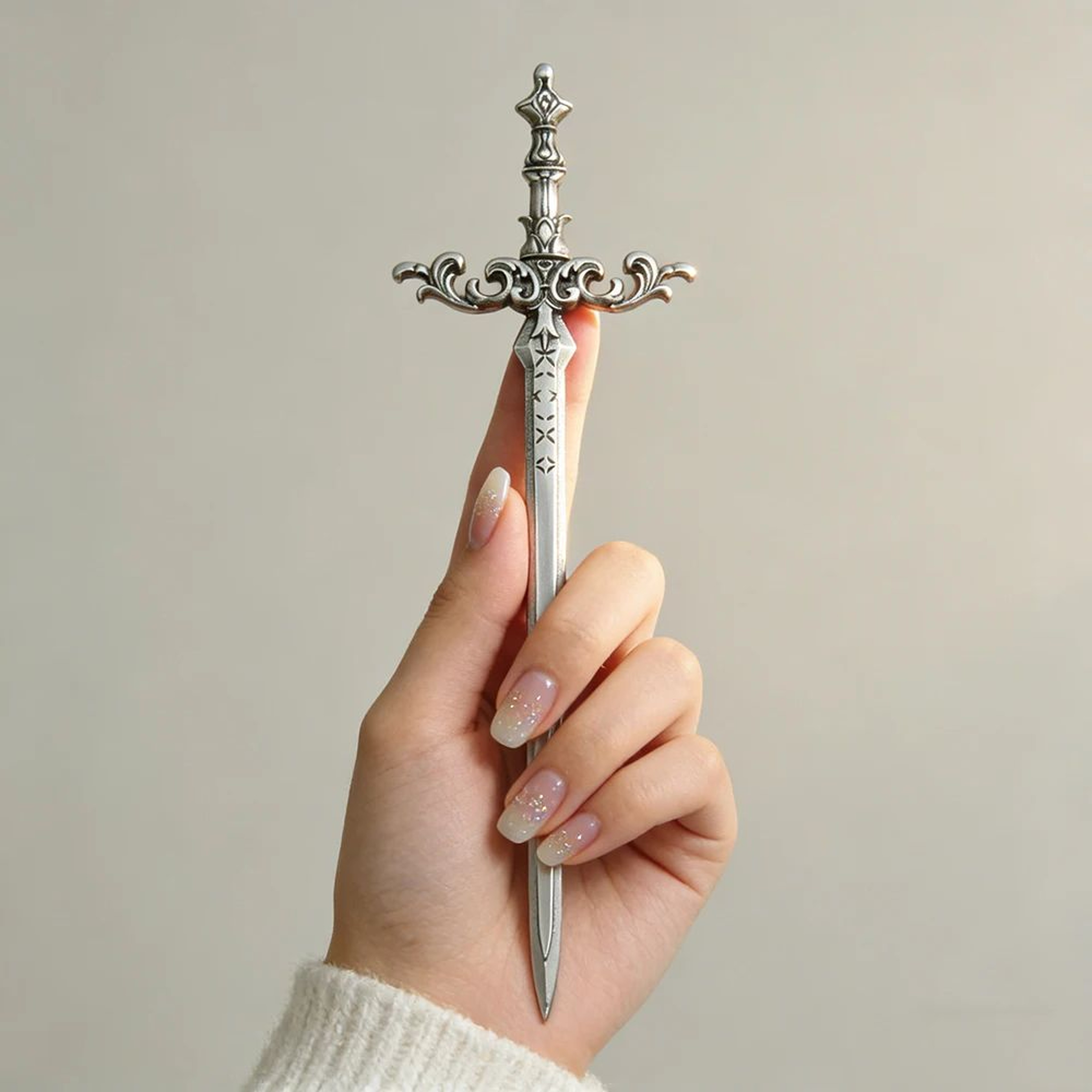Medieval Fantasy Sword Hair Stick With Ornate Star Design 0