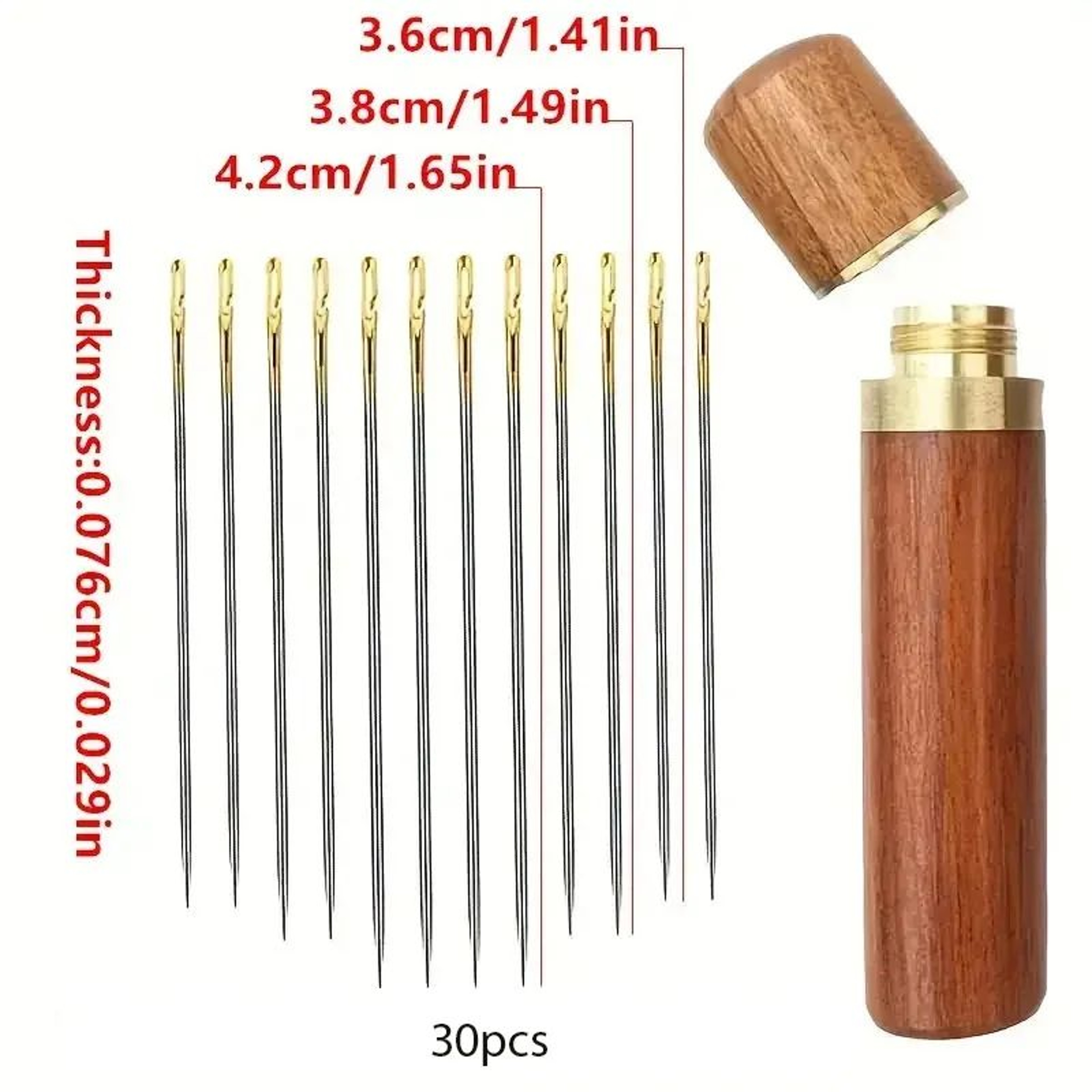 30 Piece Easy Thread Sewing Needle Set With Wooden Storage Case 3