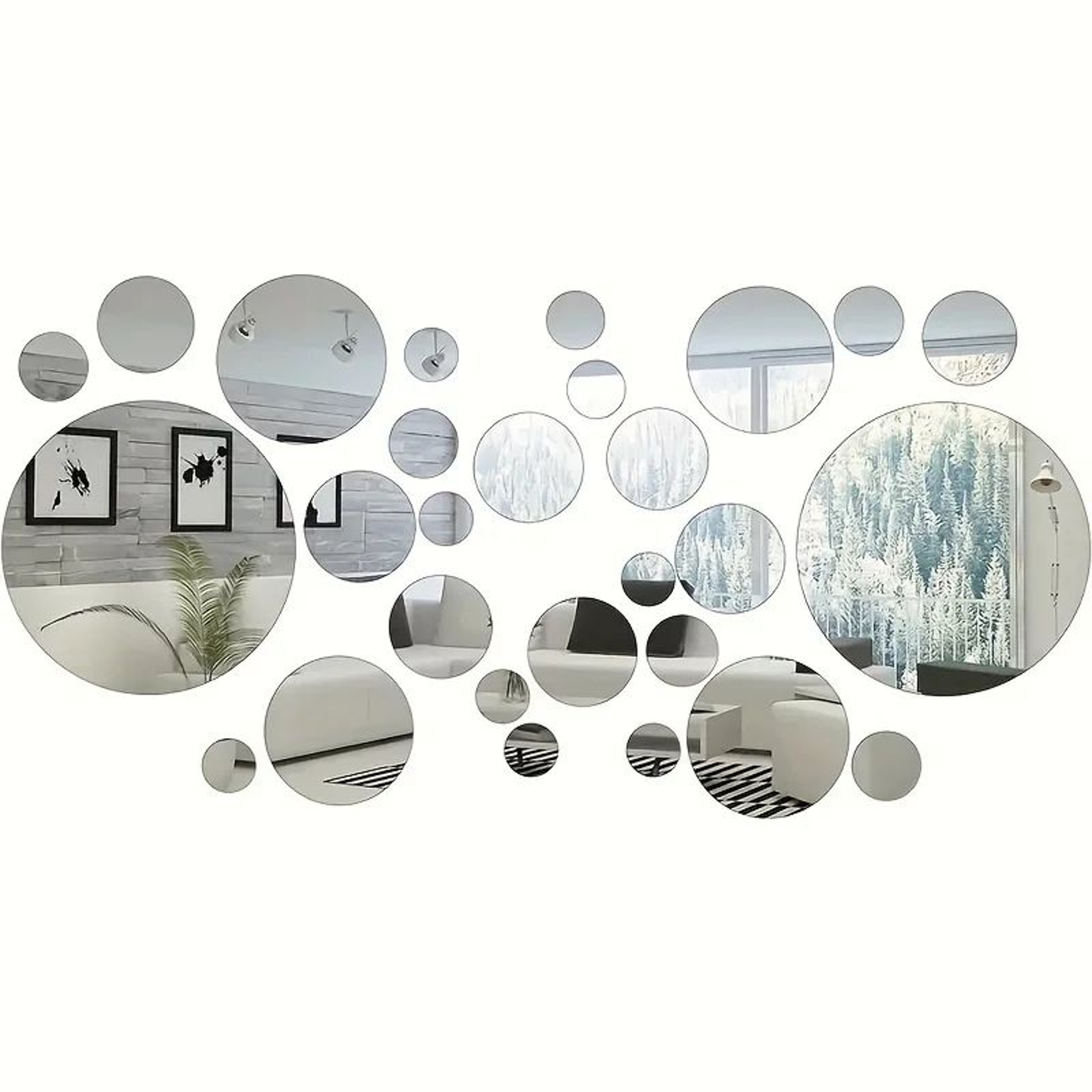 33 Piece Round Acrylic Mirror Wall Decoration Set 0