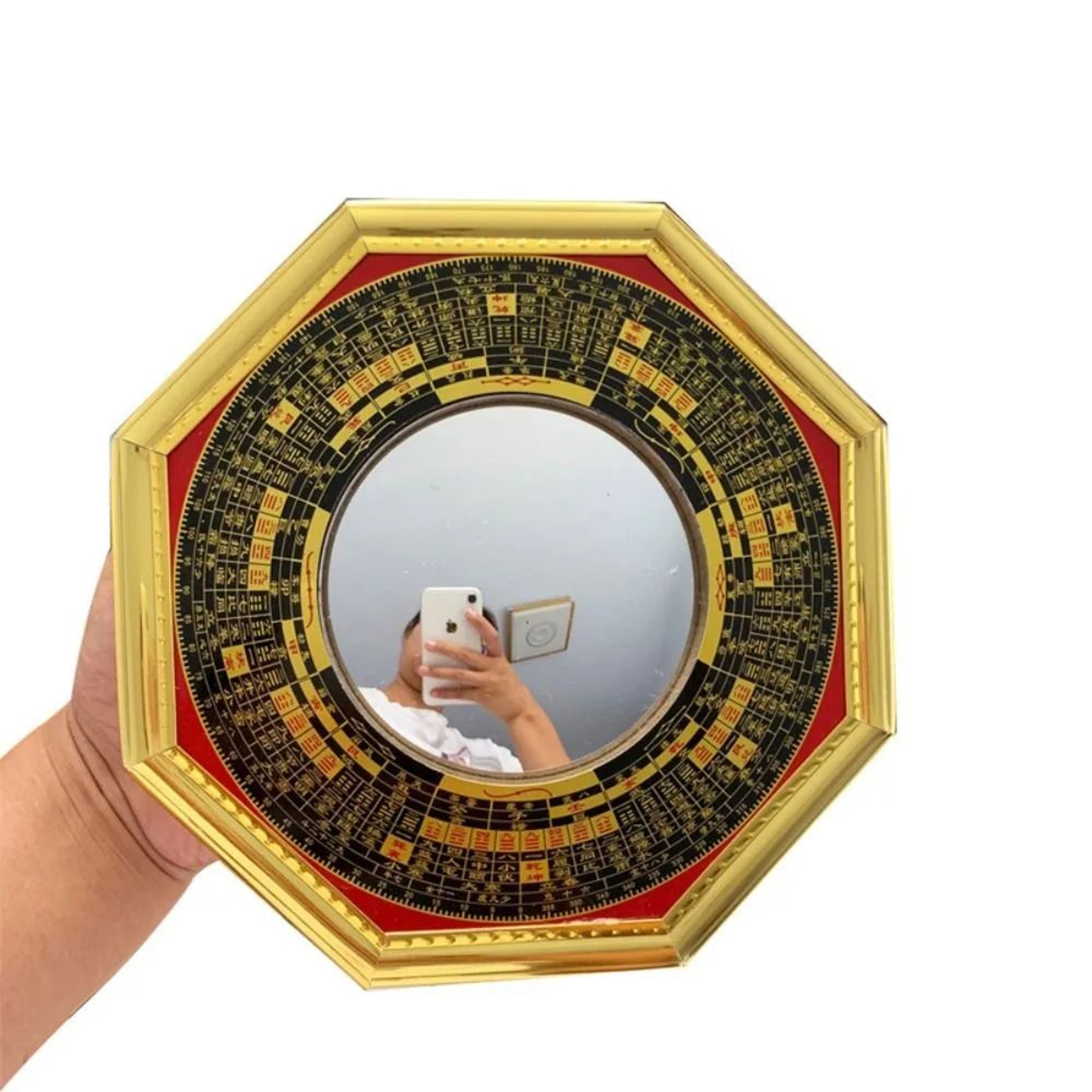 Traditional Bagua Feng Shui Octagonal Mirror With Metal Frame 10