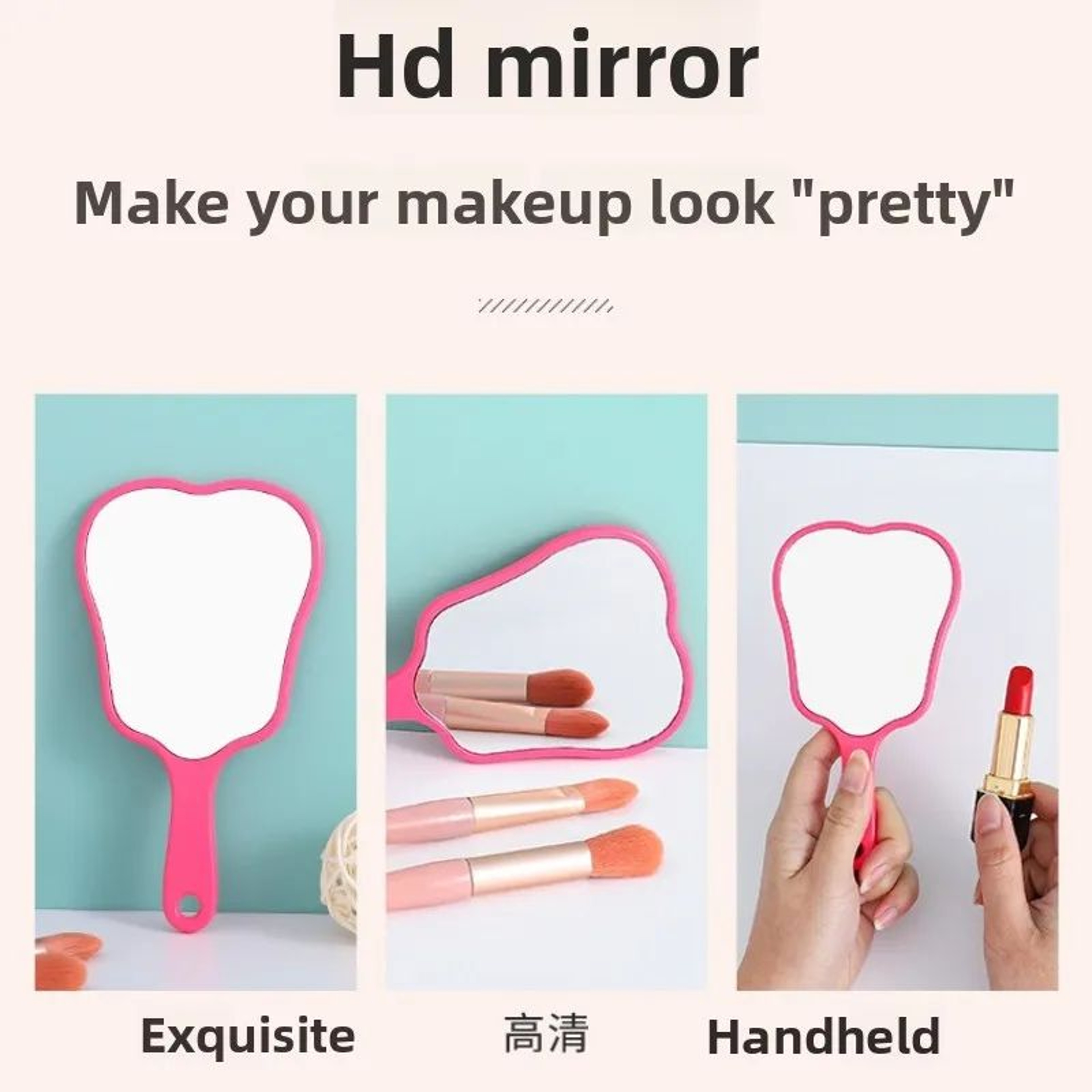 Lightweight Tooth Shaped Handheld Makeup Mirror 5