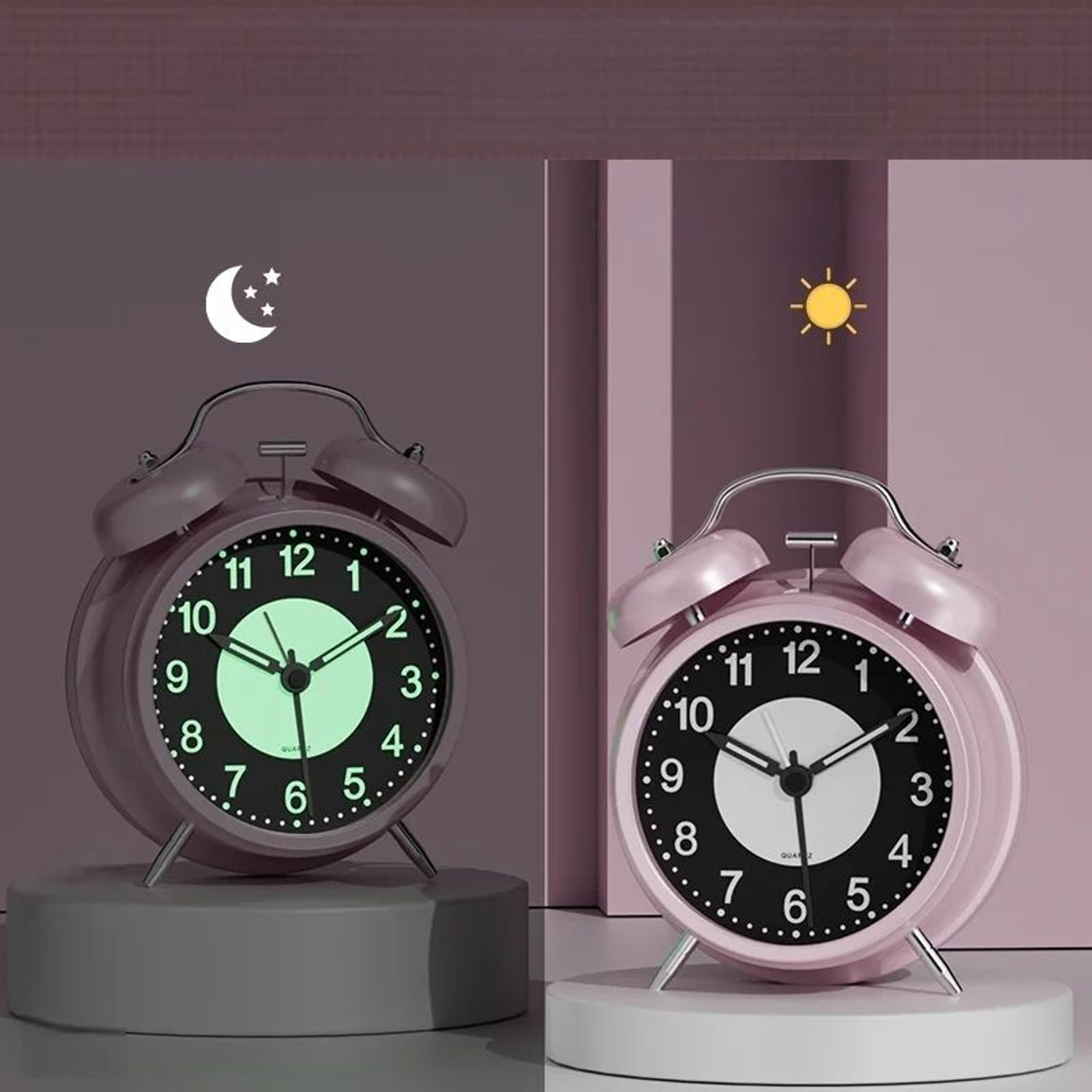 3 Inch Luminous Battery Powered Alarm Clock With Night Light 6