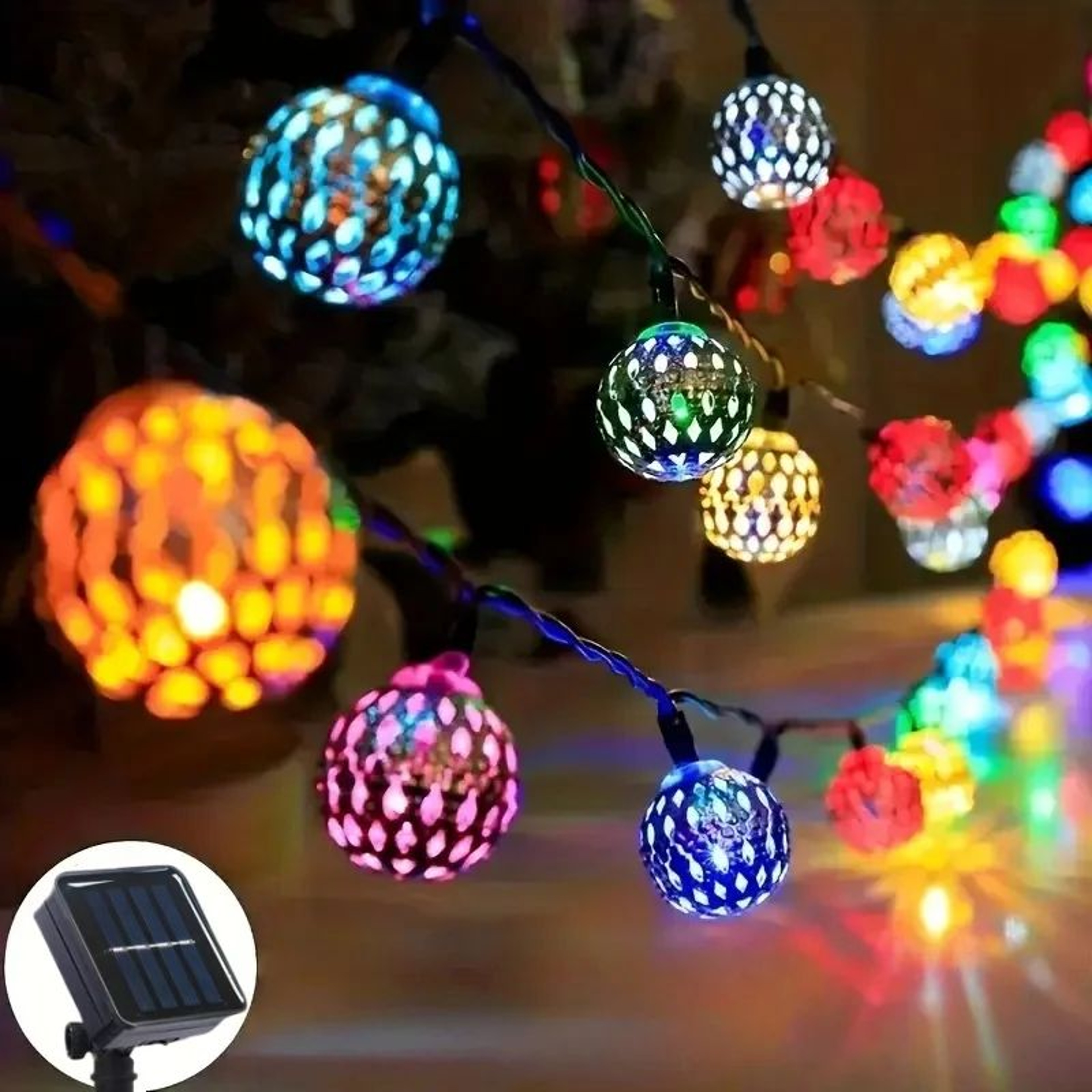 Solar Moroccan Ball LED String Lights For Outdoor Decor 0