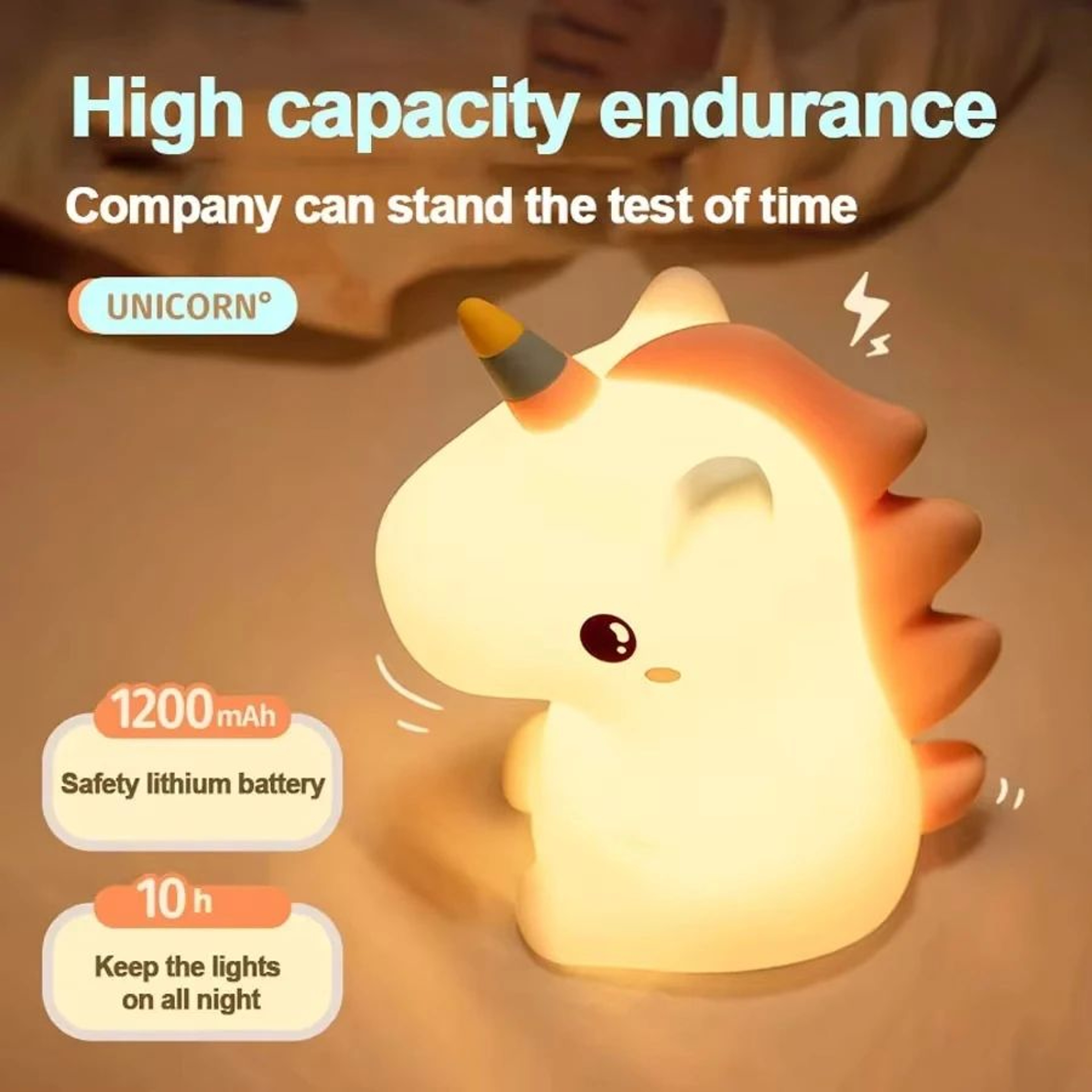 Cute Unicorn Silicone LED Night Light For Kids 2
