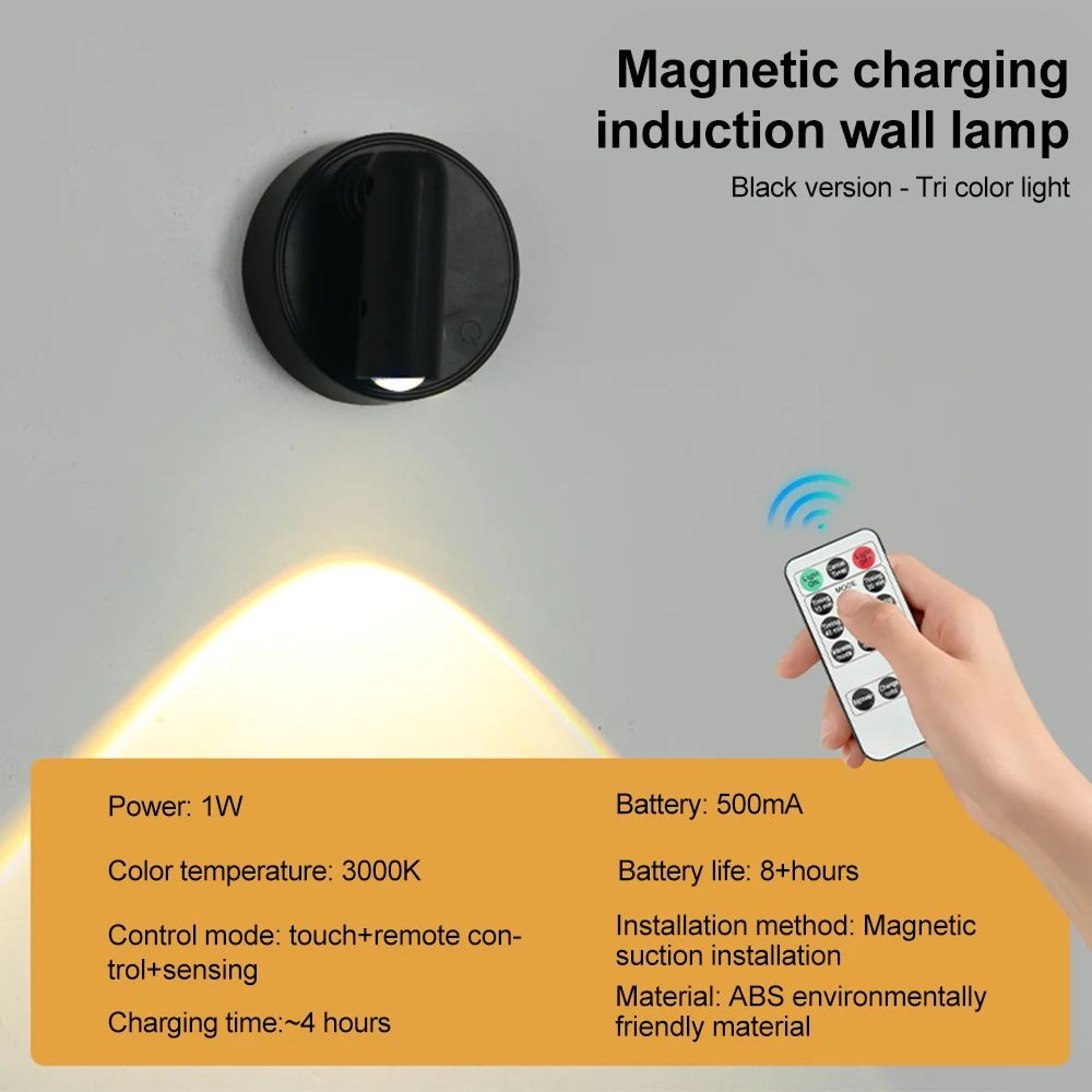 Magnetic Rechargeable LED Wall Reading Light With Touch Dimming 8