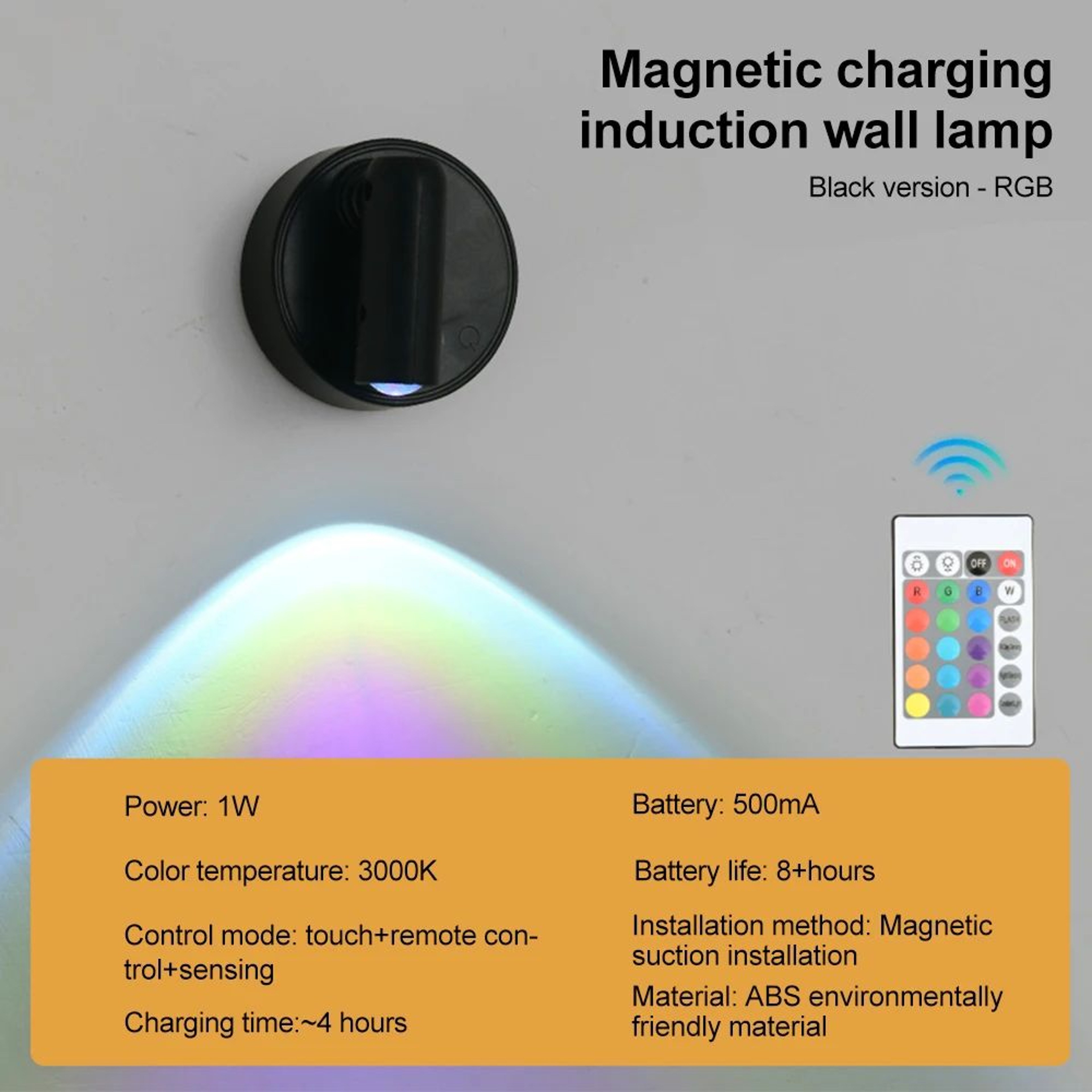 Magnetic Rechargeable LED Wall Reading Light With Touch Dimming 6