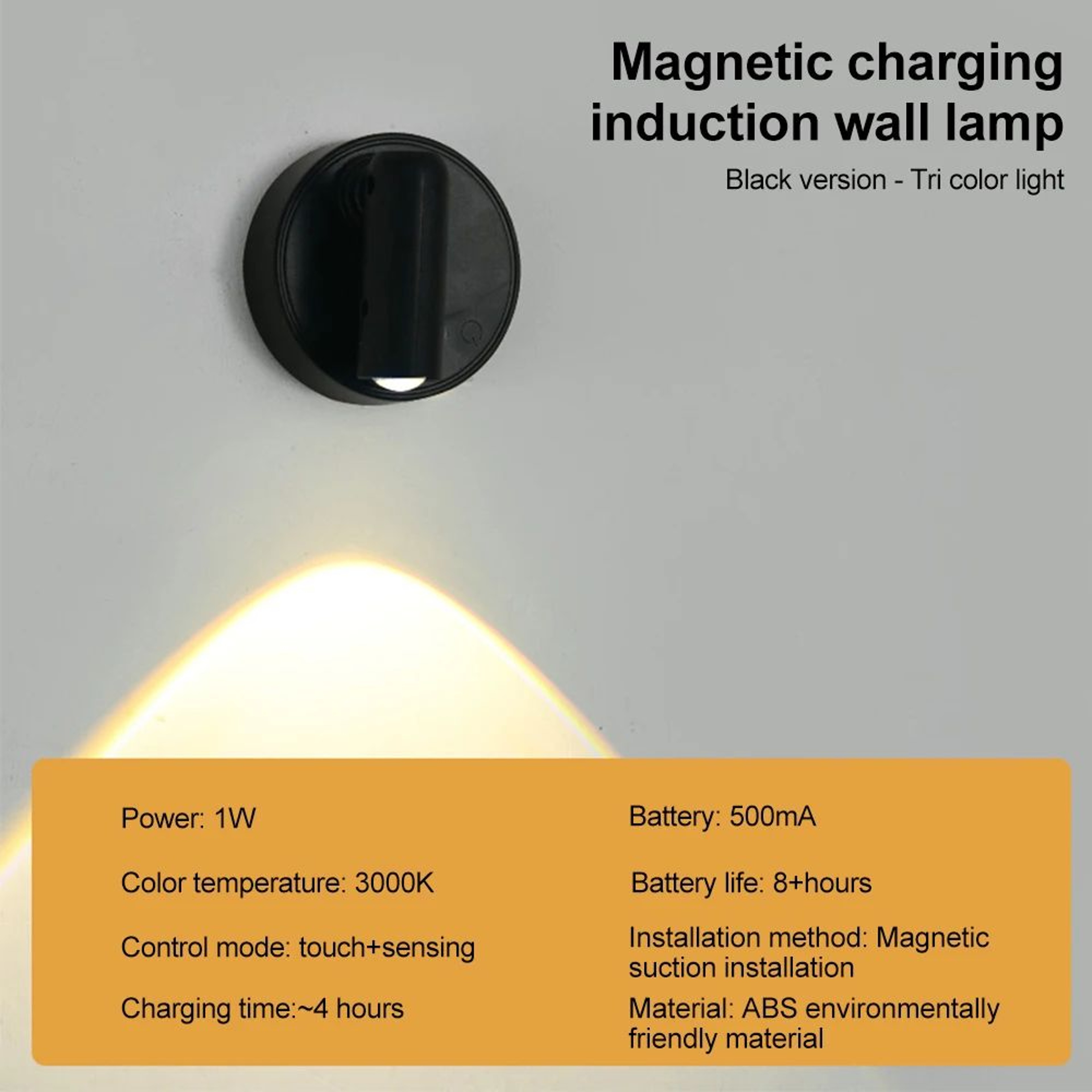 Magnetic Rechargeable LED Wall Reading Light With Touch Dimming 10
