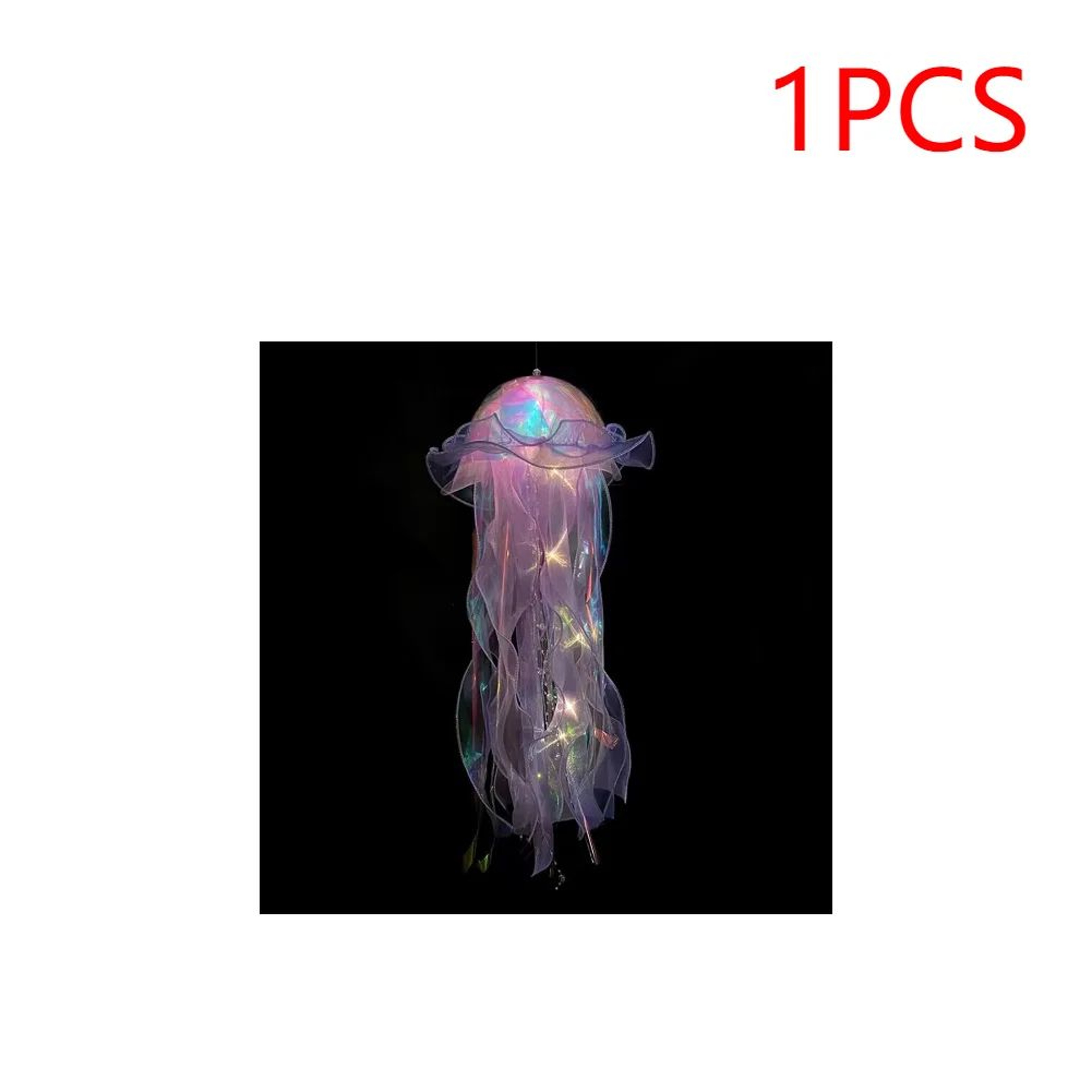 Jellyfish LED Night Light Hanging Lamp With Ribbon And Bead Decor 10
